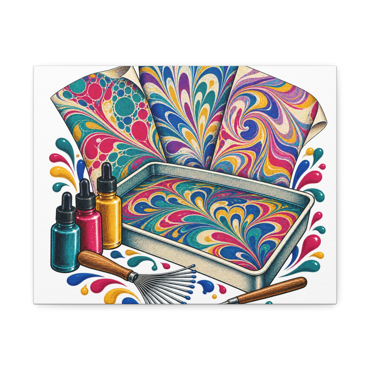 Colorful Paper Marbling Workshop Canvas