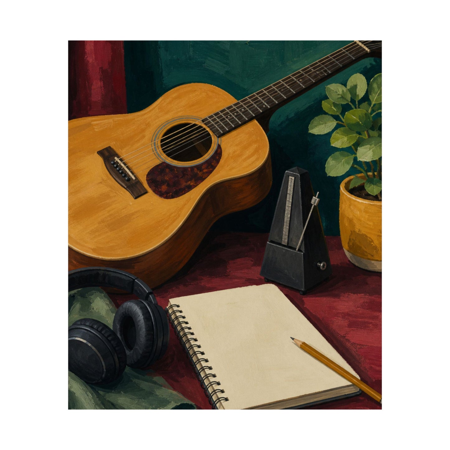 Cozy Acoustic Music Practice Art Poster