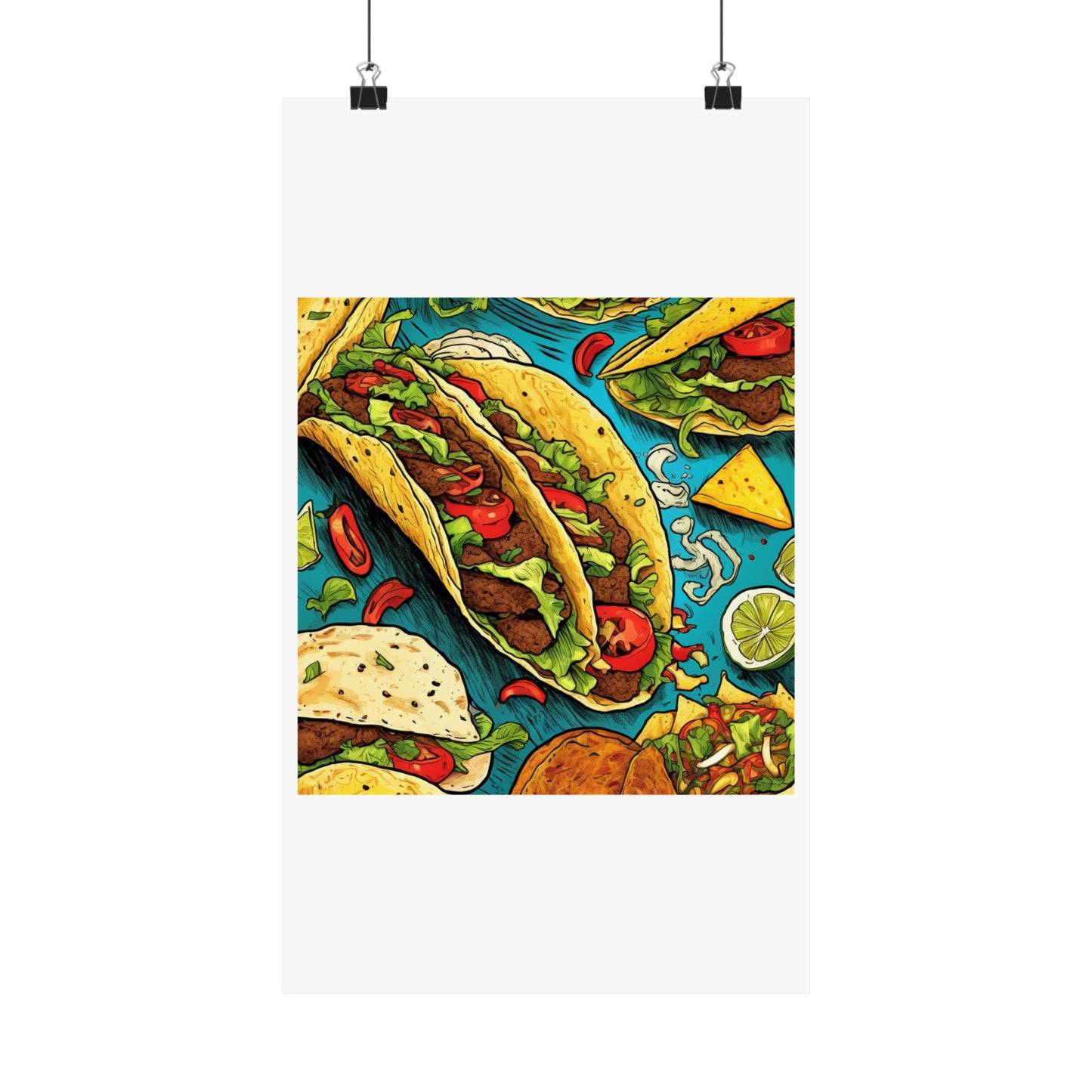 Taco Party Pattern Foodie Gift Art Poster