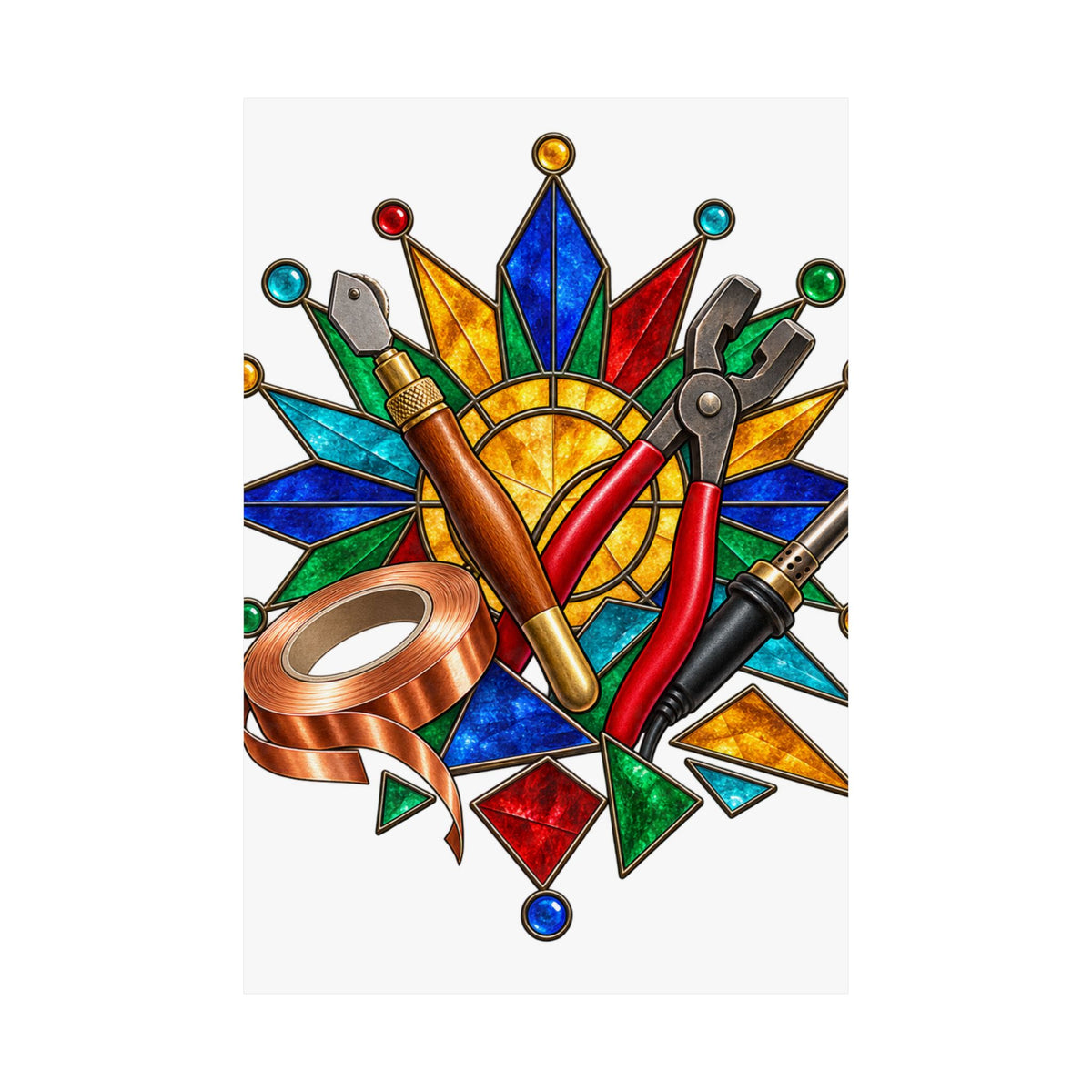 Stained Glass Workshop Tools Poster