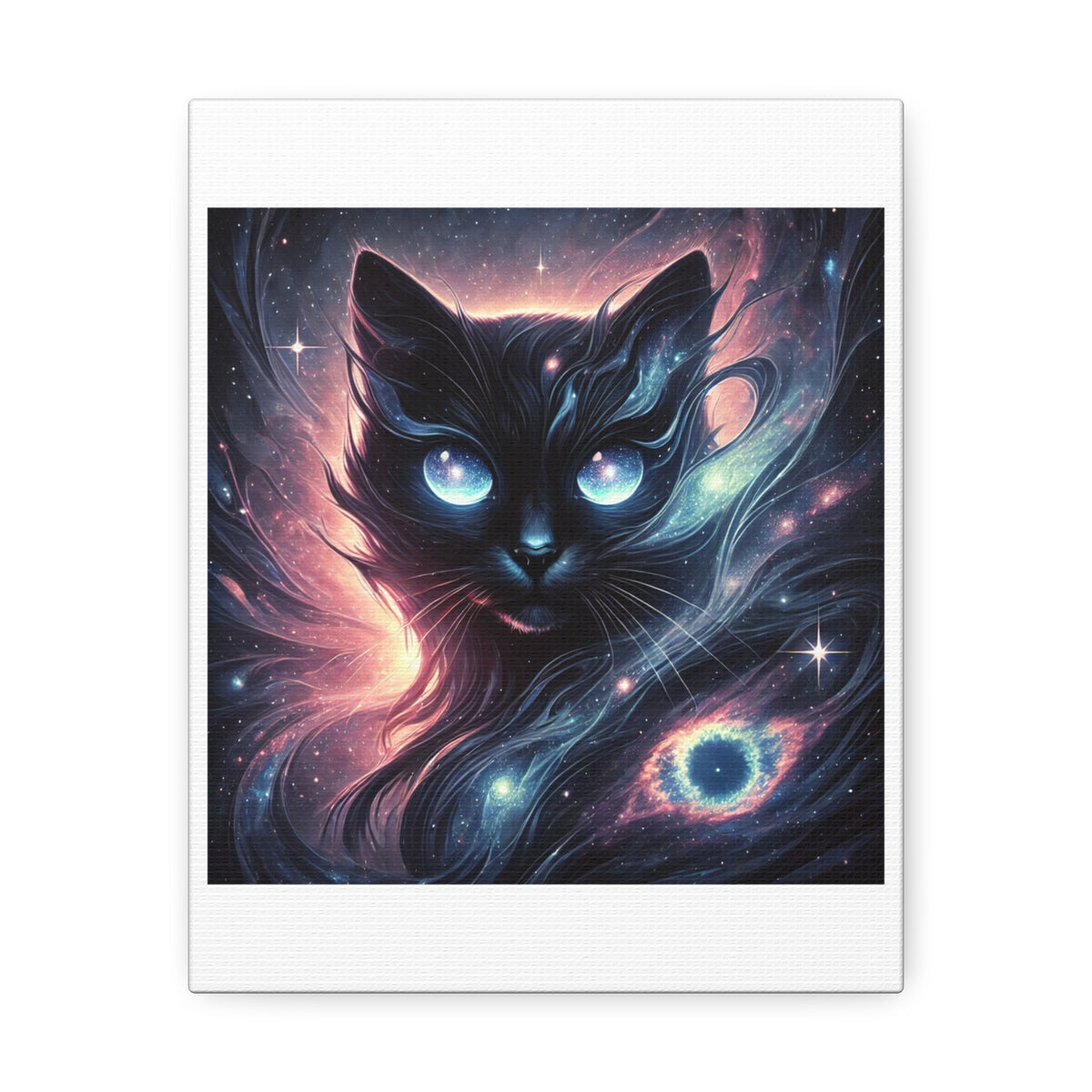 Cosmic Black Cat Galaxy Celestial Canvas Wall Art