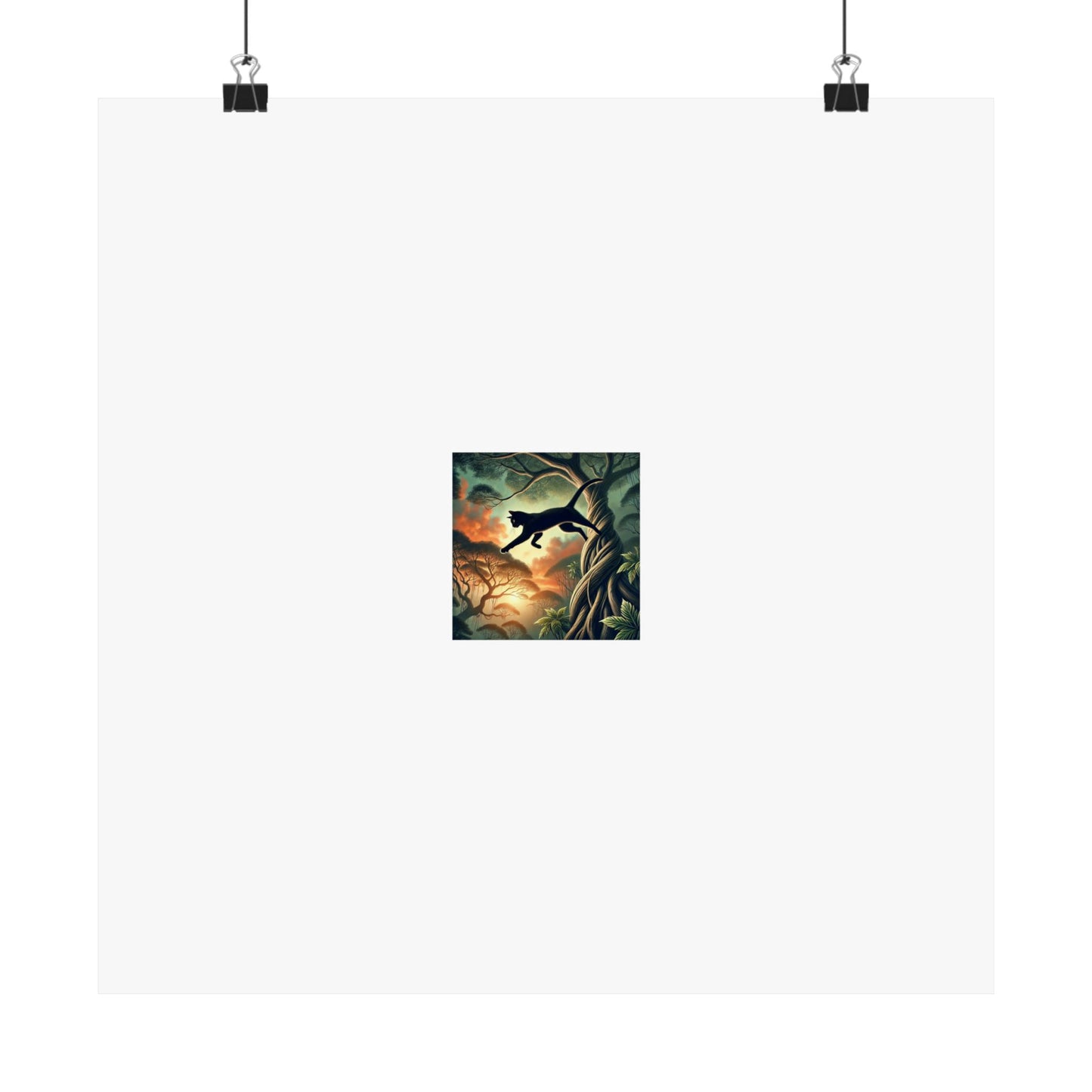 Enchanted Black Cat Forest Poster Fantasy Cat Wall Art Gift