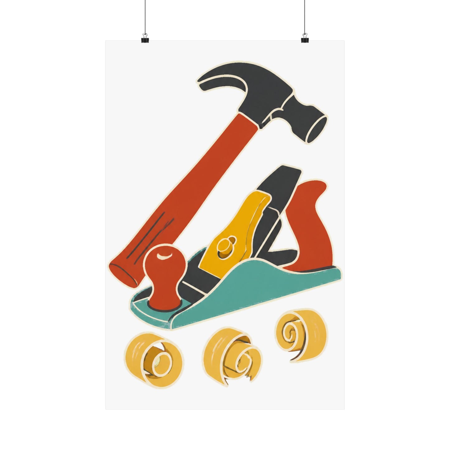 Carpenter Hammer Hand Plane Woodworking Art Poster