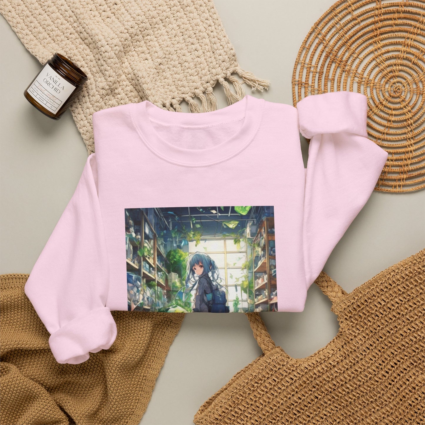 Green Recycling Alley Anime Girl Green Art Sweatshirt
