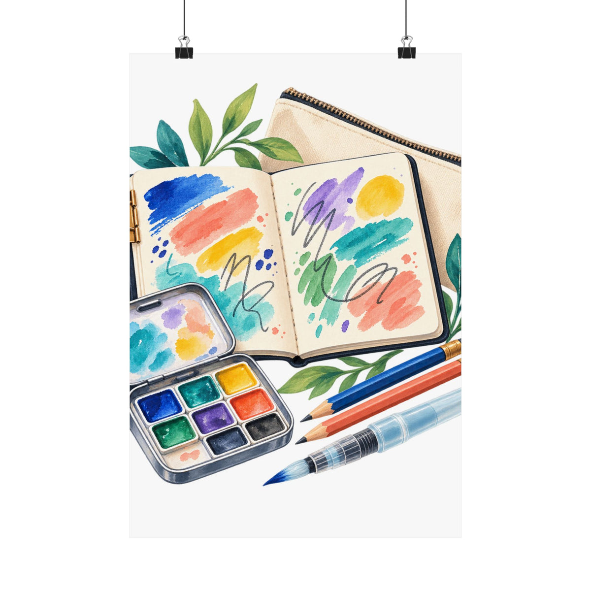 Colorful Urban Sketching Travel Kit Poster