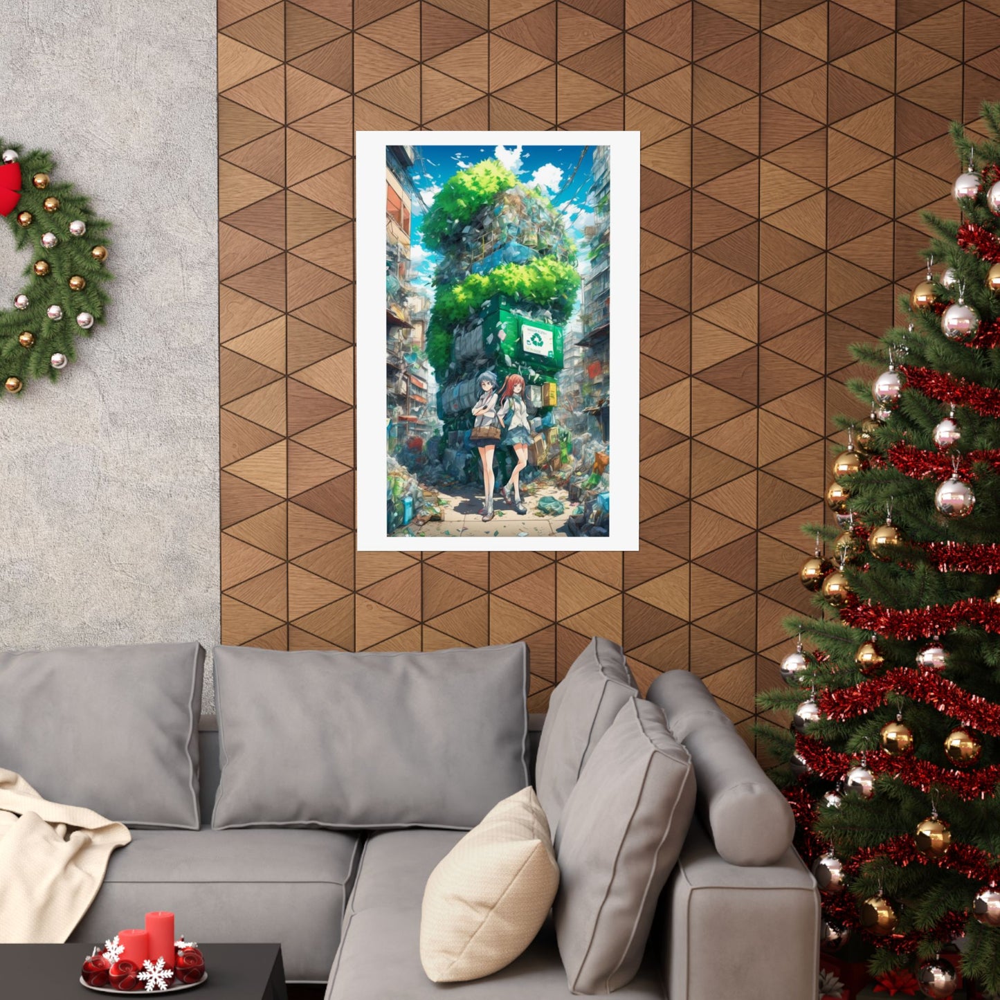 Urban Recycling Anime Friends Green City Wall Poster
