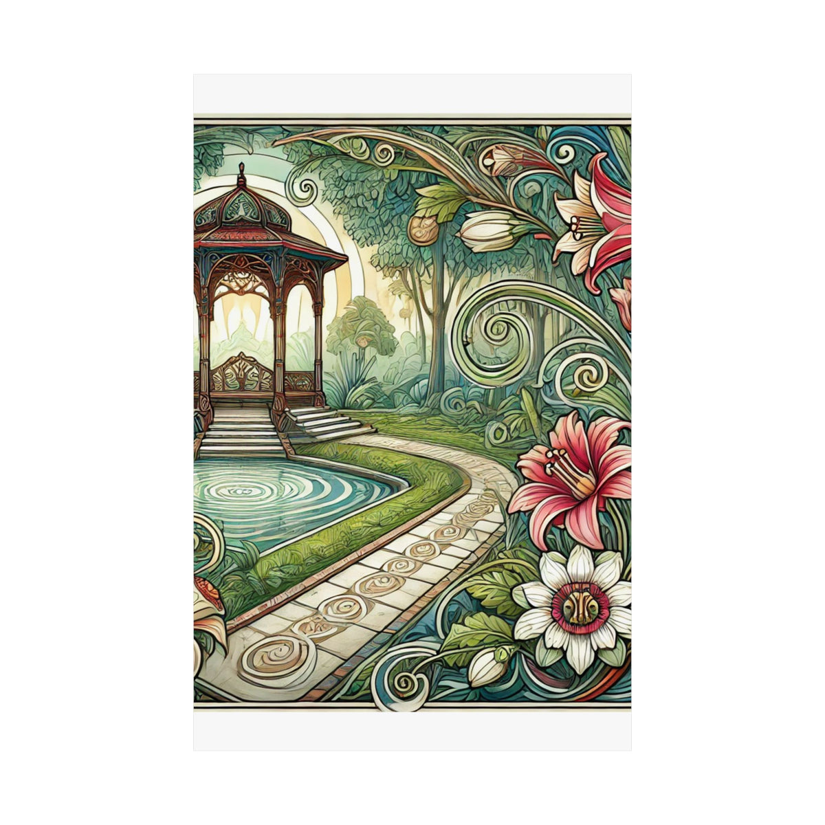 Botanical Gazebo Garden Art Nouveau Wall Art Poster