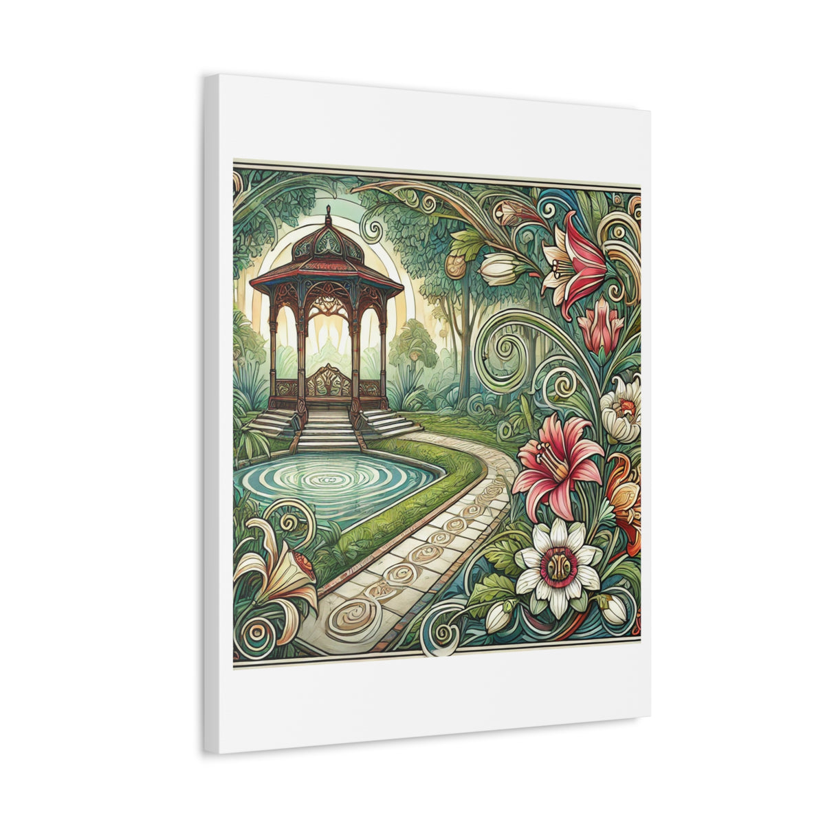 Botanical Gazebo Garden Art Nouveau Canvas Wall Art