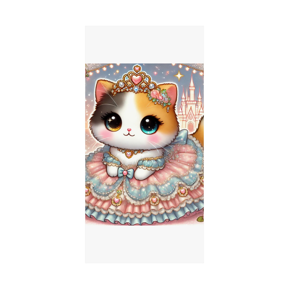 Pastel Princess Calico Cat Fantasy Wall Art Poster