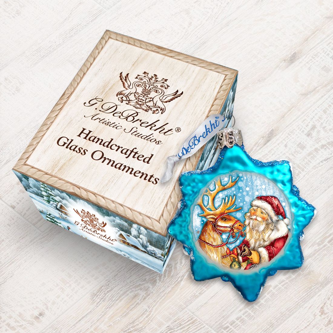 Reindeer Santa Mercury Glass Ornament by G. DeBrekht - Christmas Santa Snowman Décor - 773088