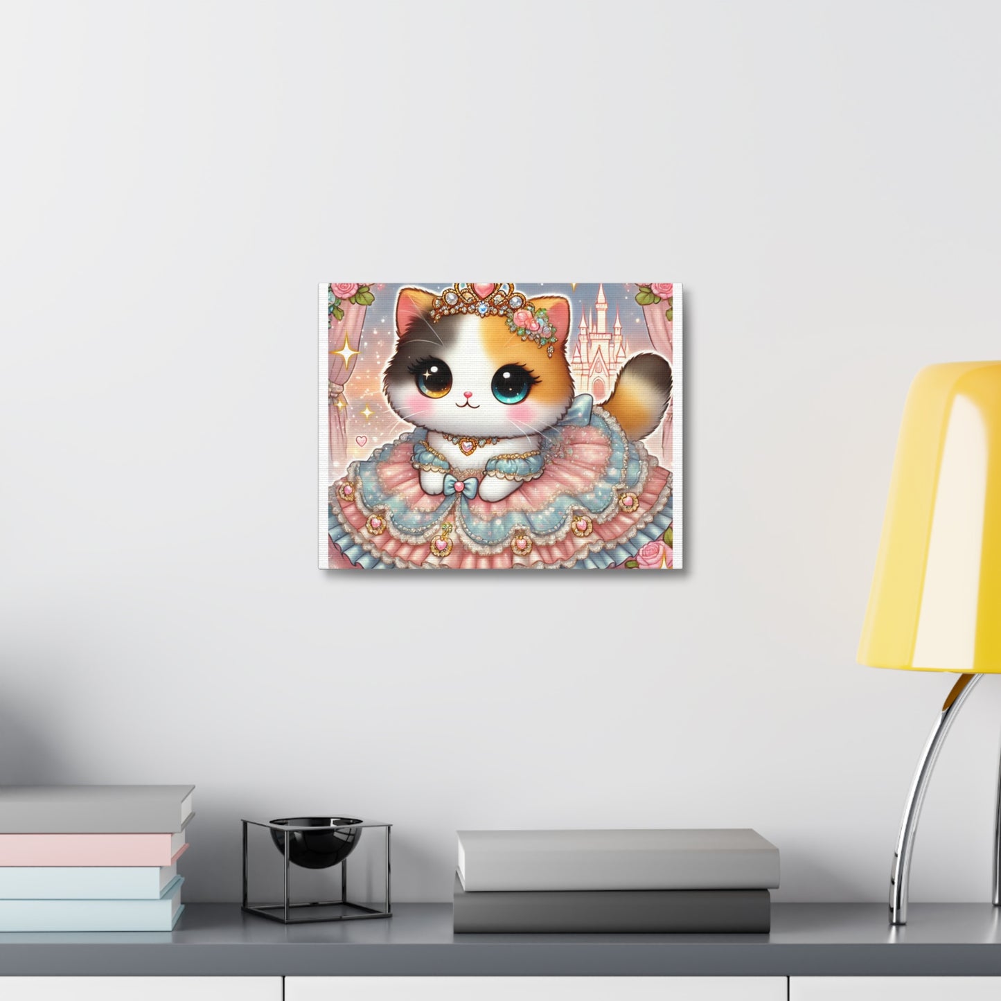 Pastel Princess Calico Cat Fantasy Canvas Wall Art
