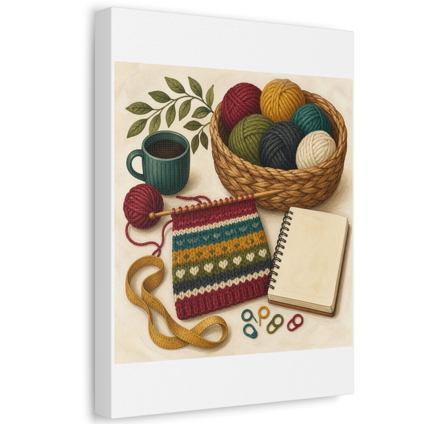 Cozy Knitting and Yarn Hobby Art Canvas Art