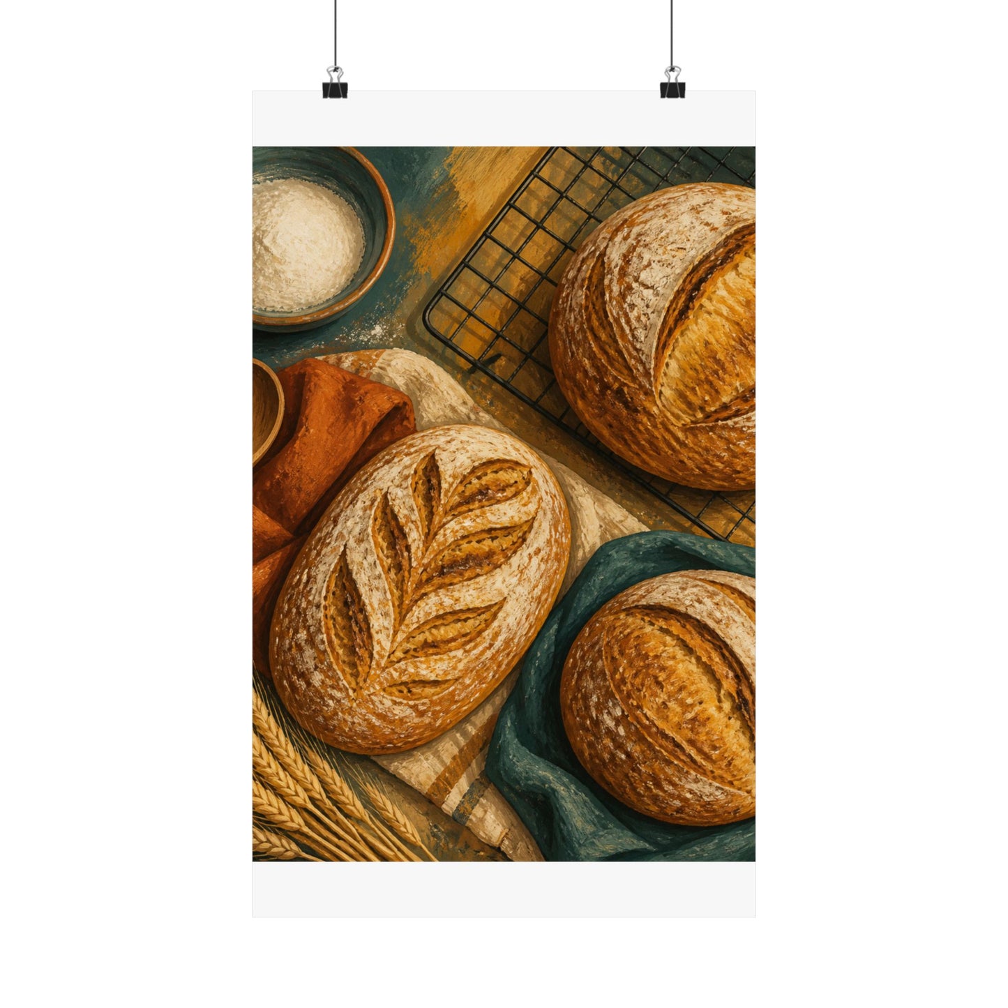 Artisan Bread Baking Still Life Poster