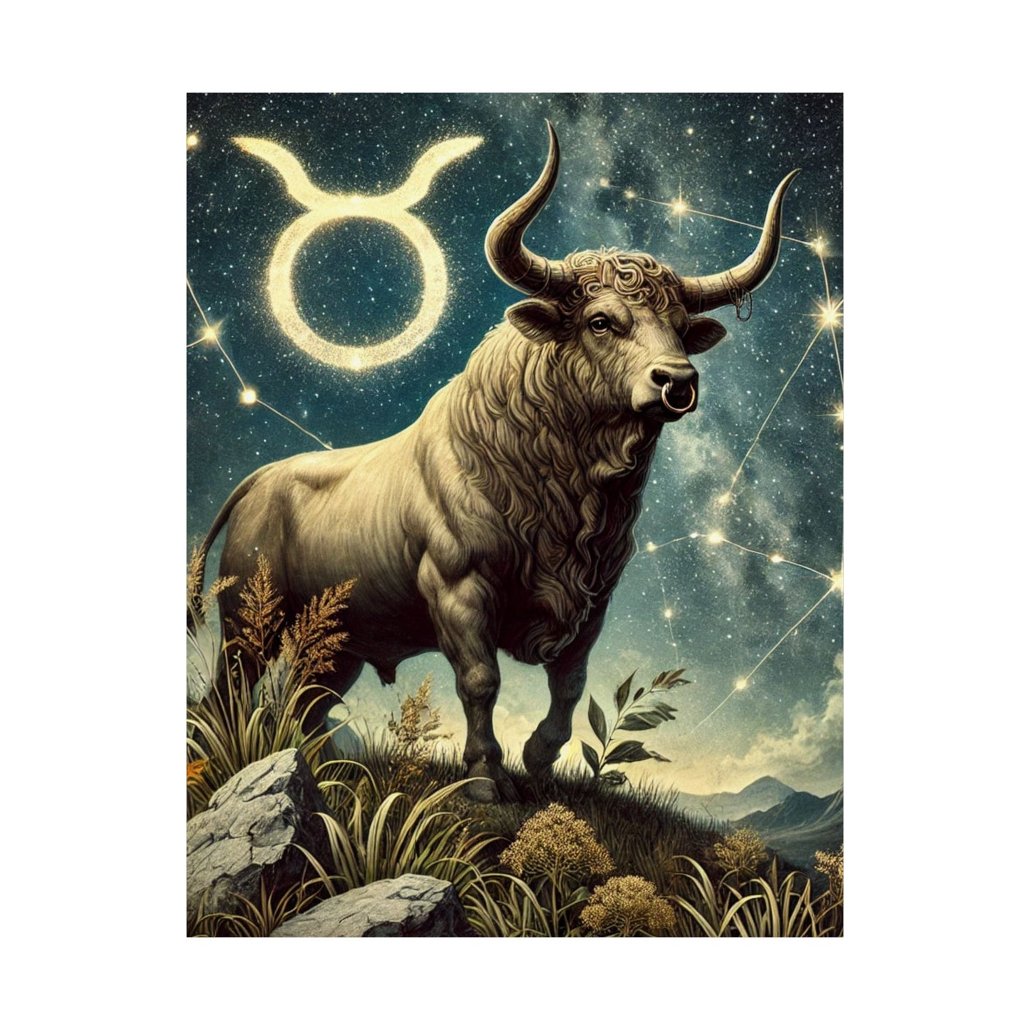 Taurus Bull Constellation Celestial Wall Art Poster