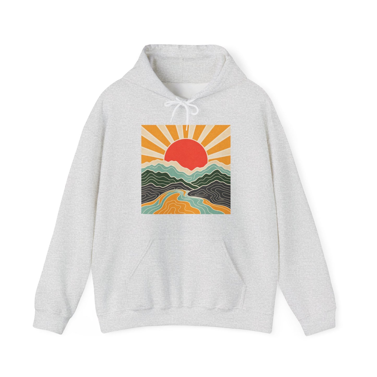 Topographic Sunrise Abstract Mountain Adventure Hoodie