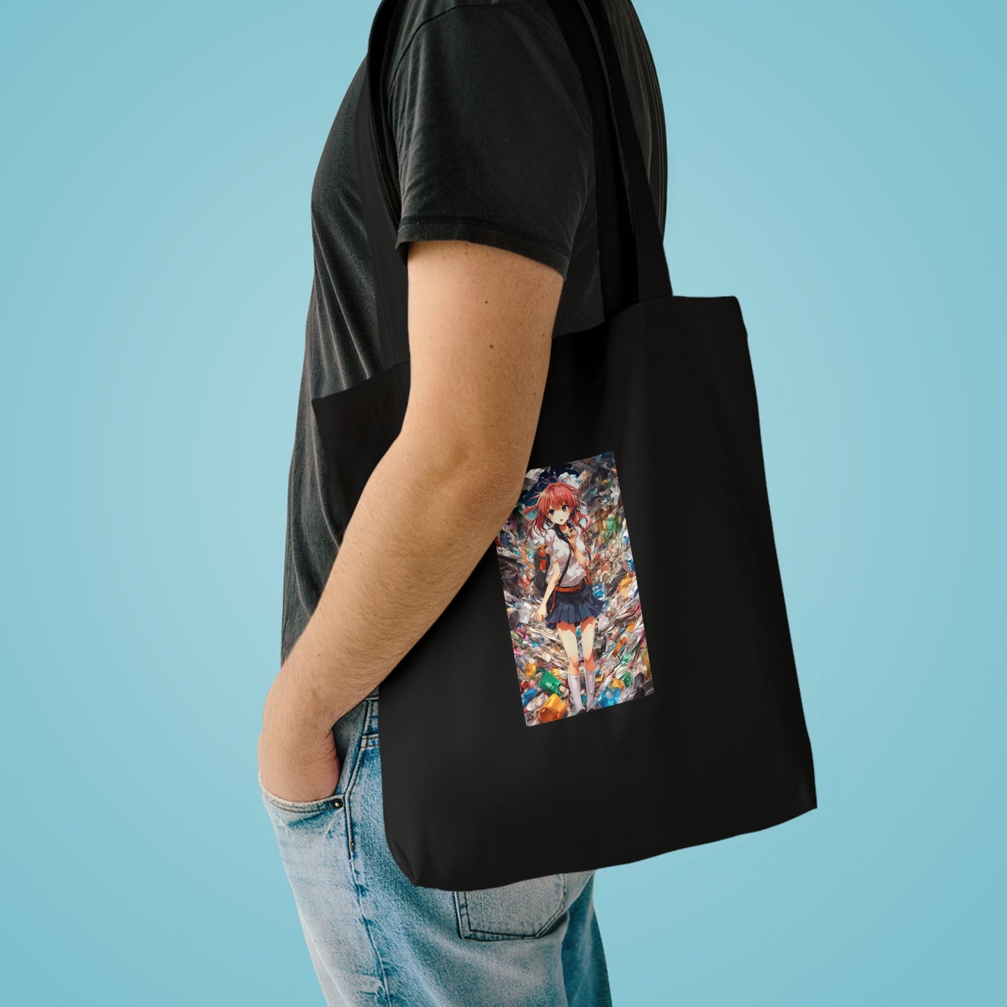 Recycling Day Anime Schoolgirl Eco Street Art Tote Bag