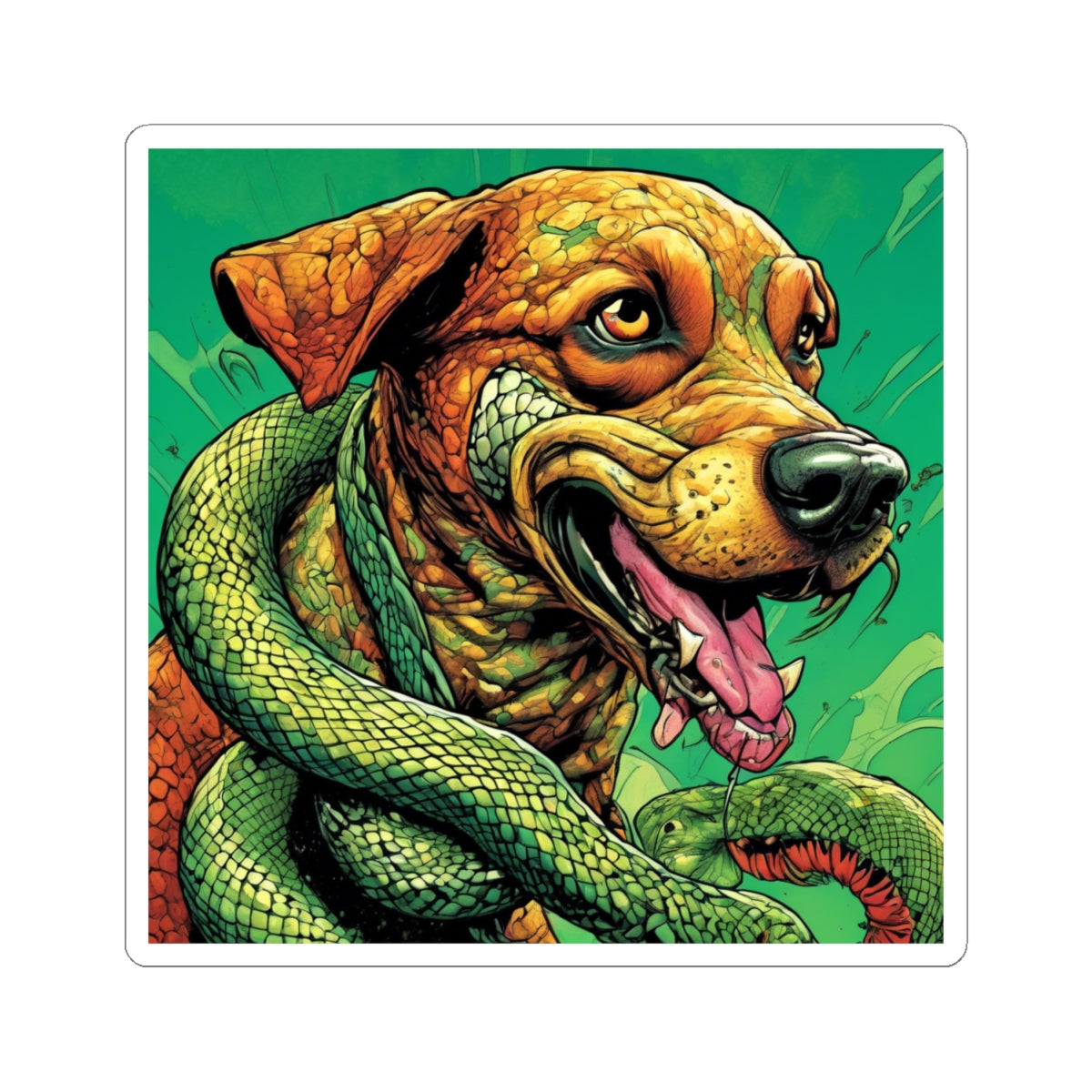 Serpent Guardian Dog Bold Fantasy Creature Sticker