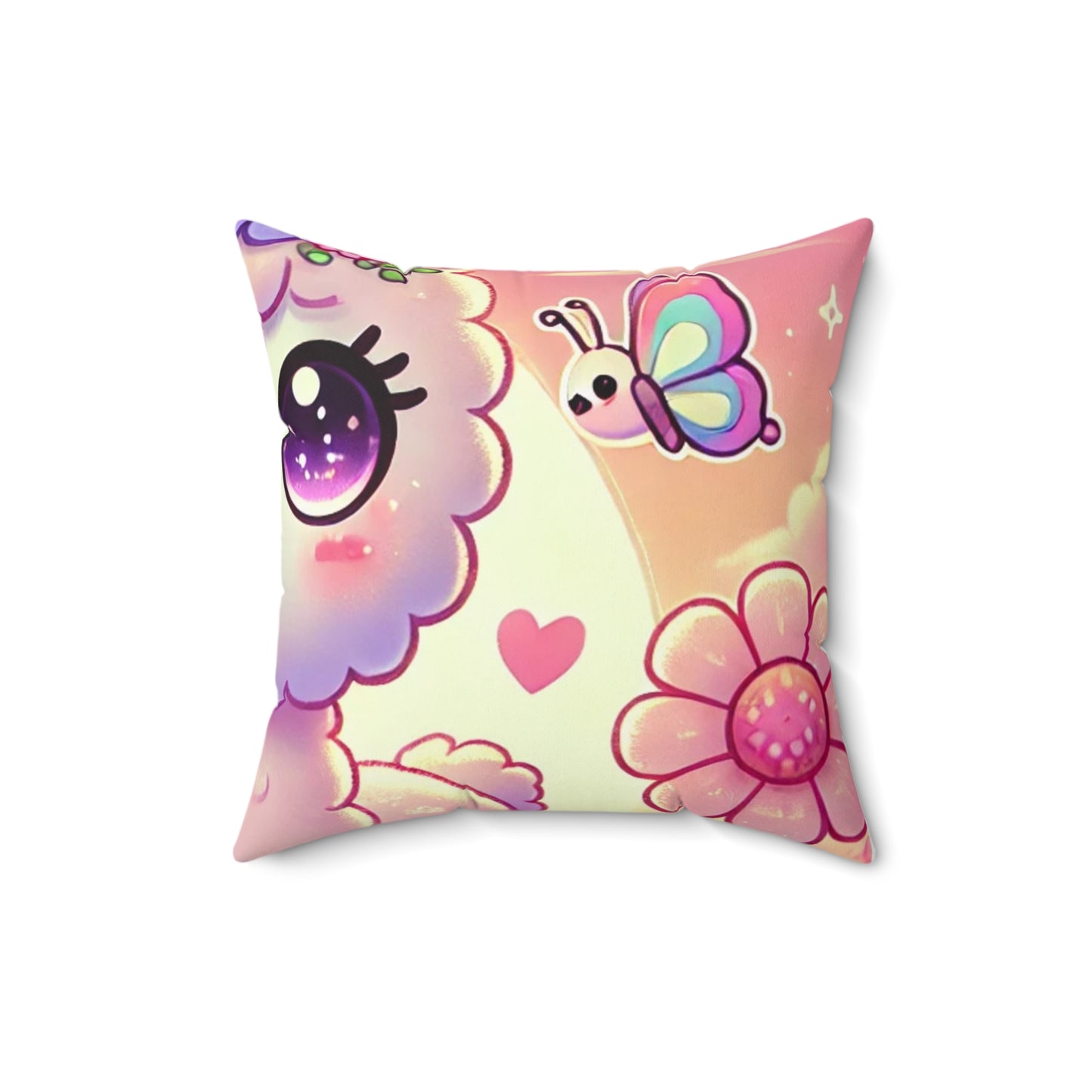 Pastel Floral Alpaca Garden Kawaii Decorative Pillow