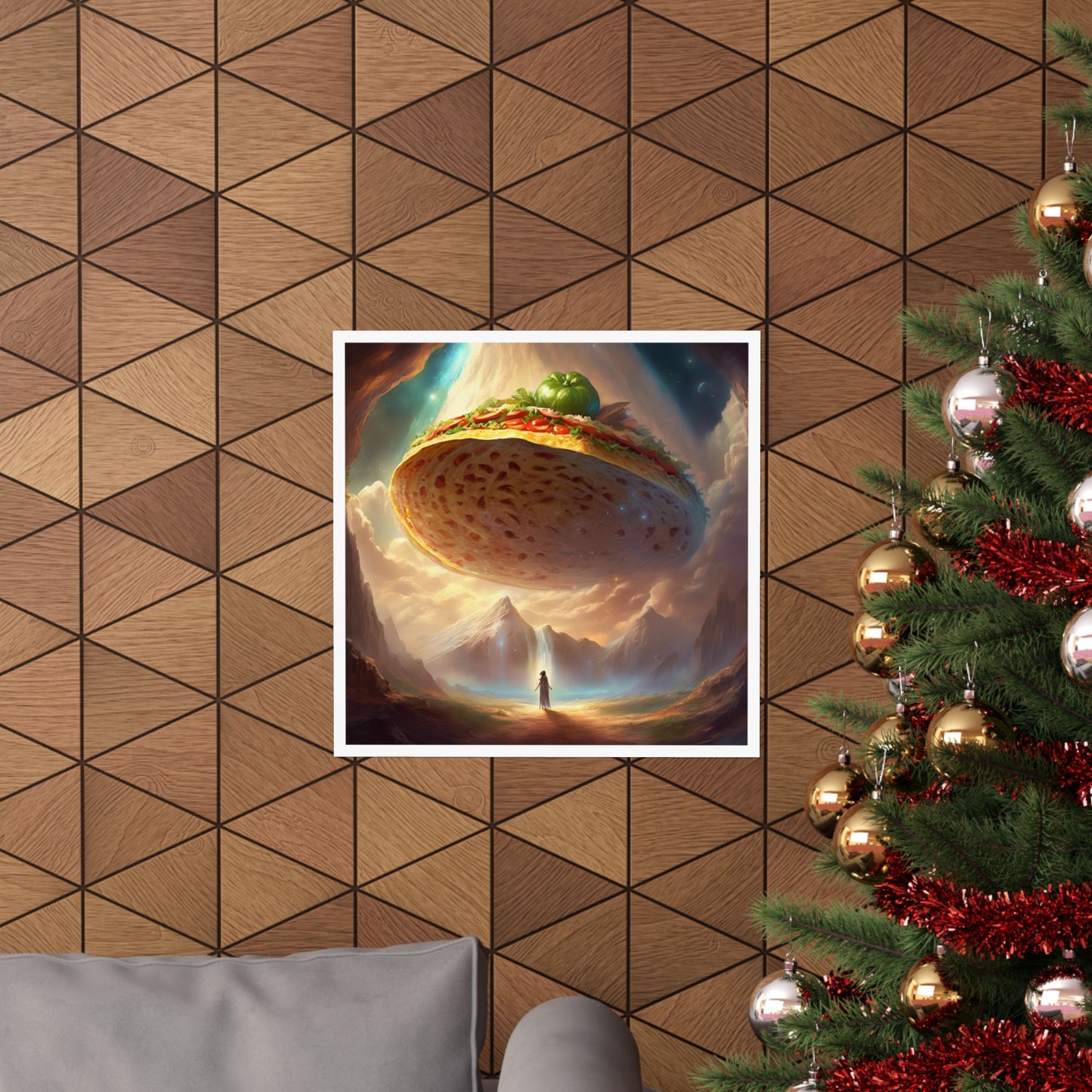 Cosmic Taco UFO Surreal Food Fantasy Art Poster