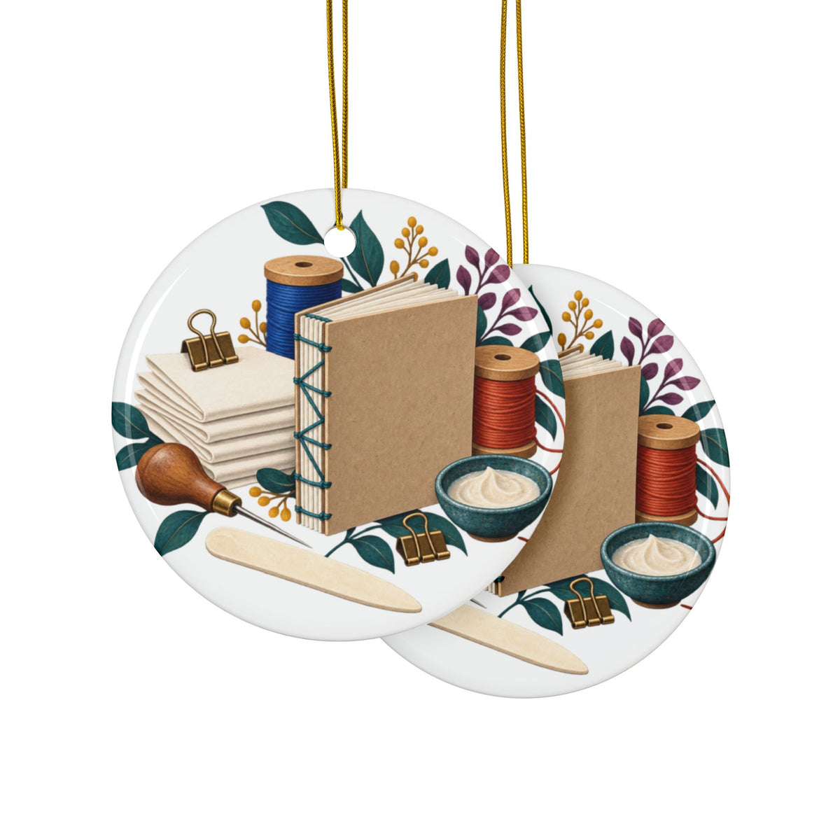 Hand Bookbinding Workshop Round Ornament