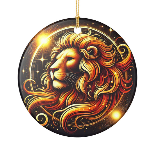 Leo Zodiac Sign Christmas Ornament - Elegant Astrology Tree Decor with Leo Symbol & Constellation - Perfect Holiday Gift Idea