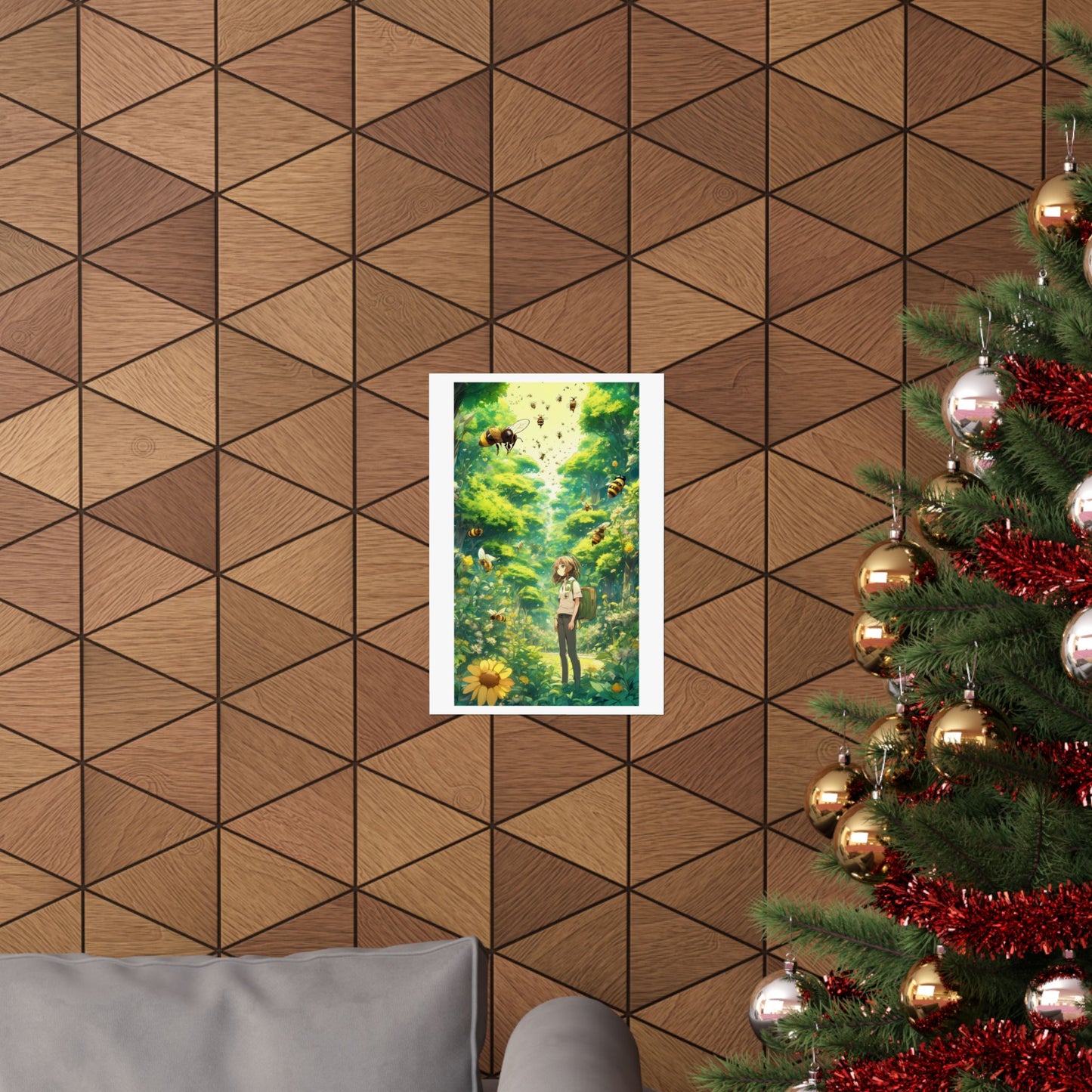 Bee Garden Explorer Anime Nature Art Poster