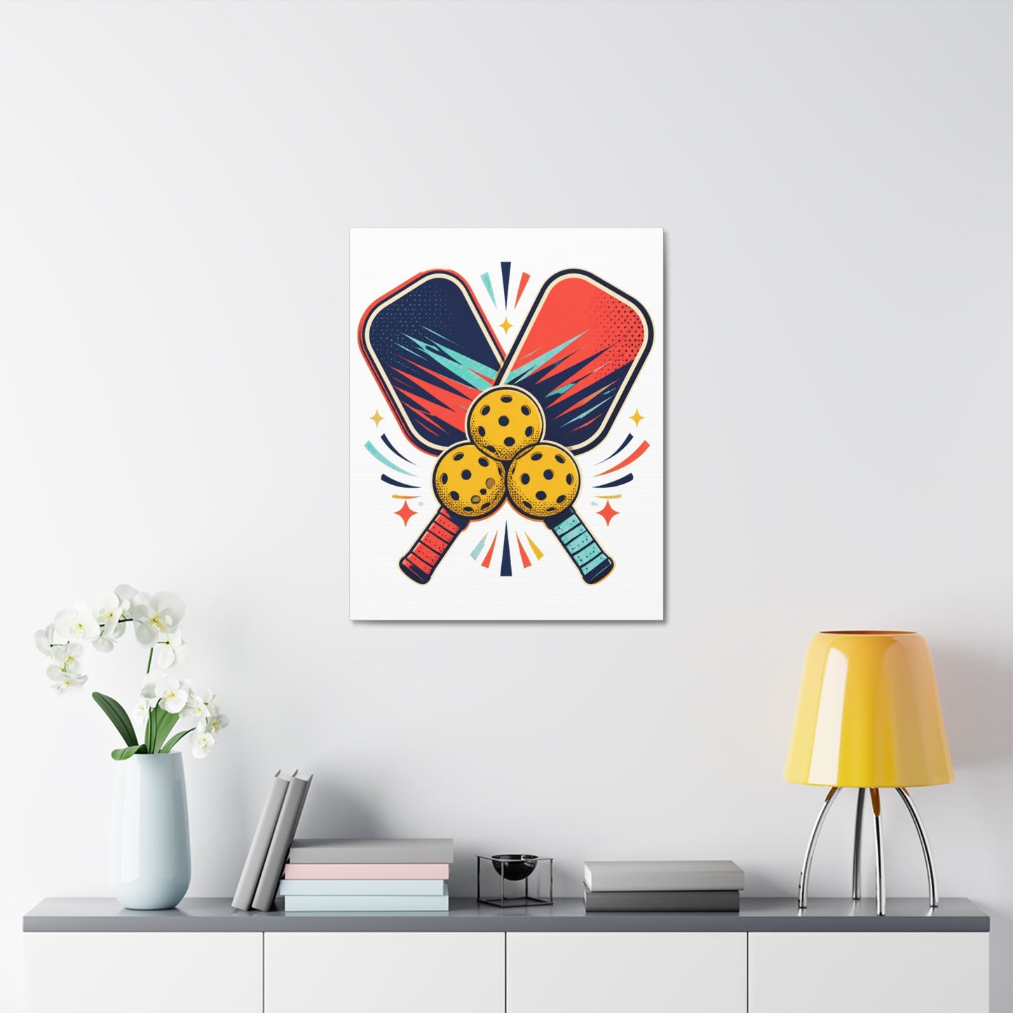 Retro Pickleball Paddles Recreational Sports Canvas Art