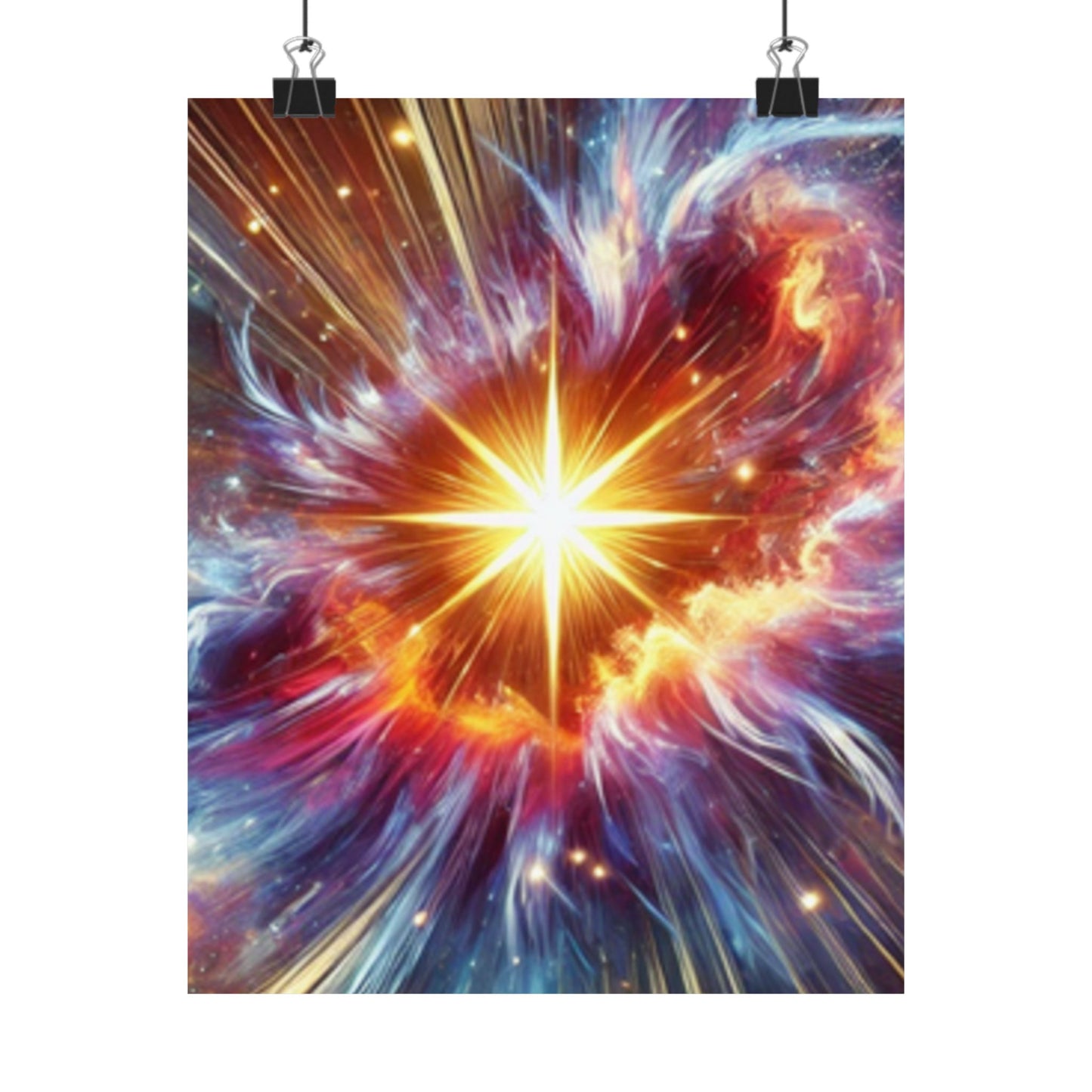 Cosmic Starburst Energy Abstract Space Poster Wall Art Decor