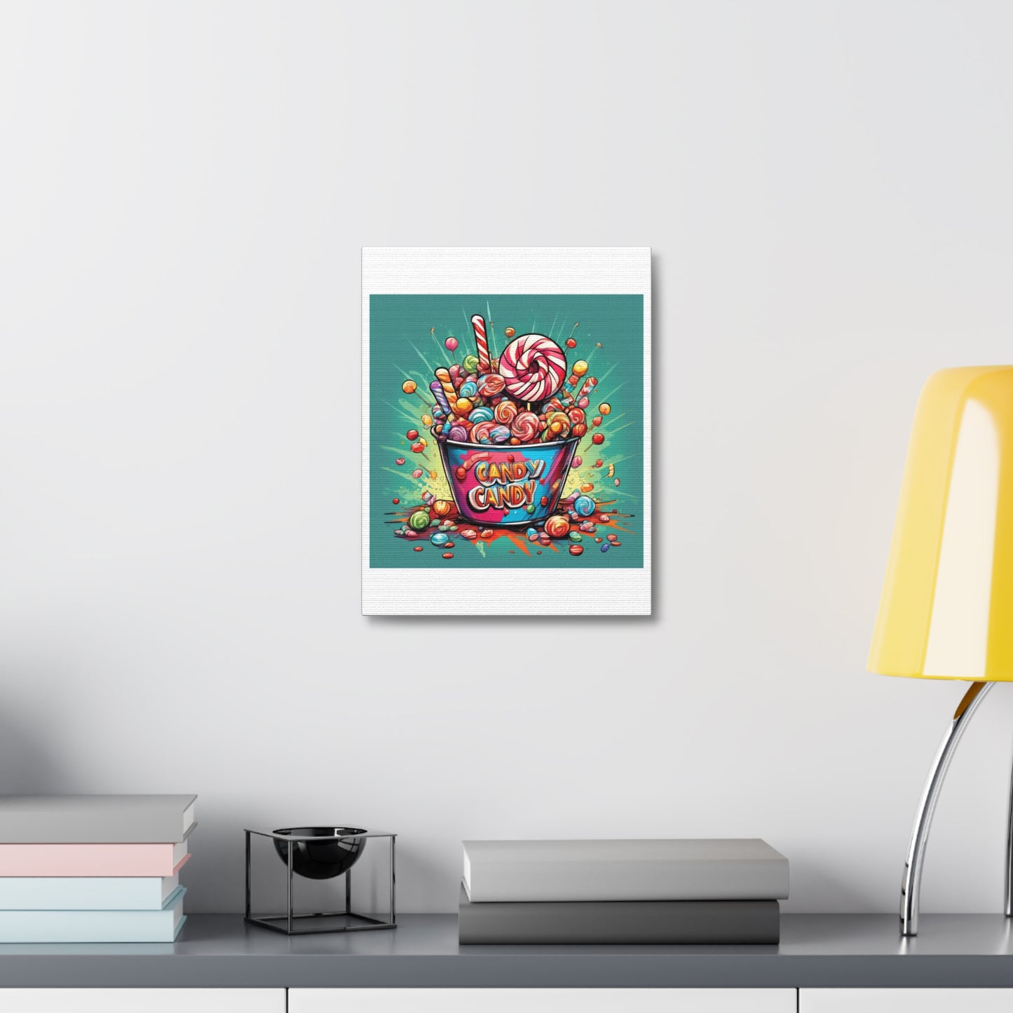 Holiday Candy Bucket Sweets Gift Art Canvas