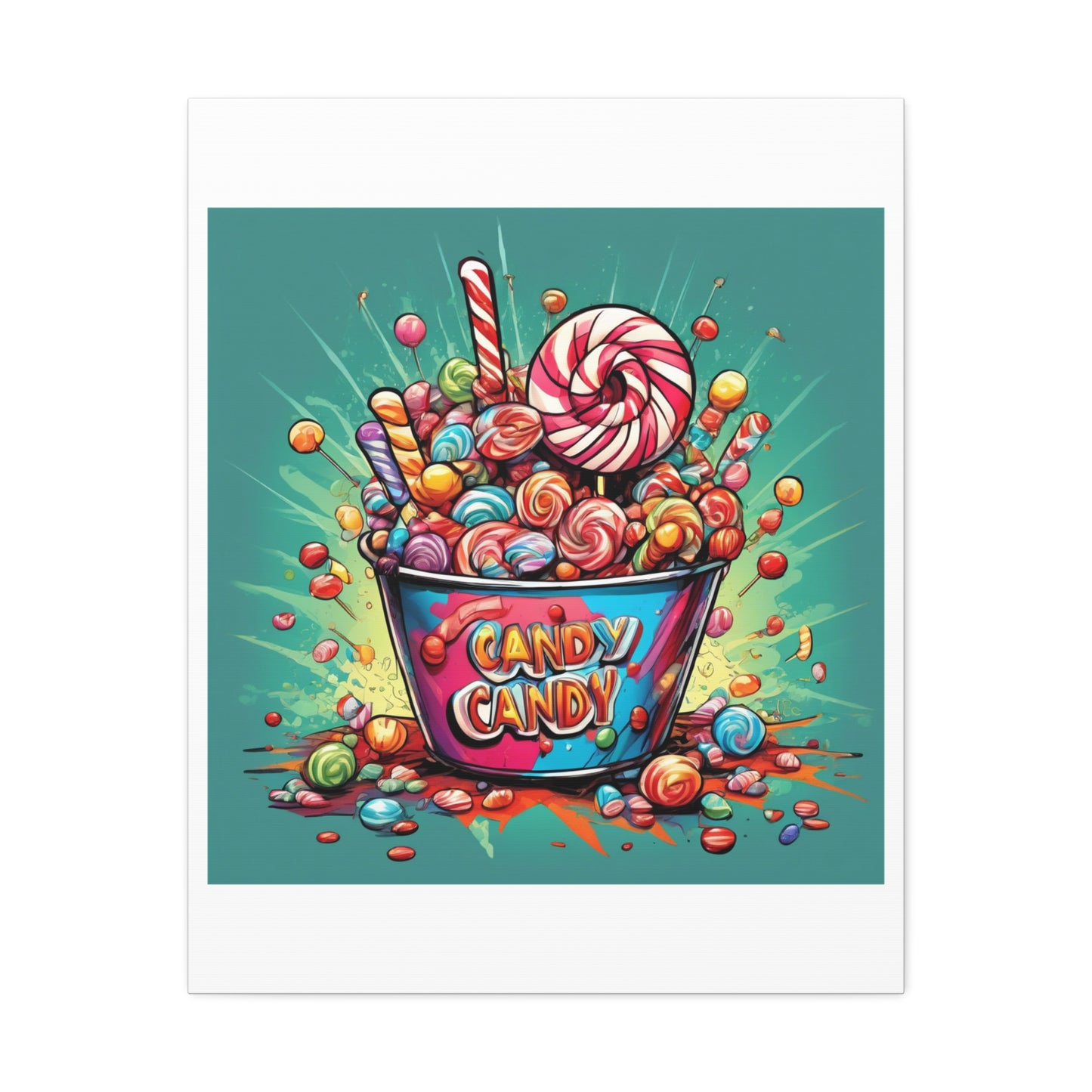 Holiday Candy Bucket Sweets Gift Art Canvas