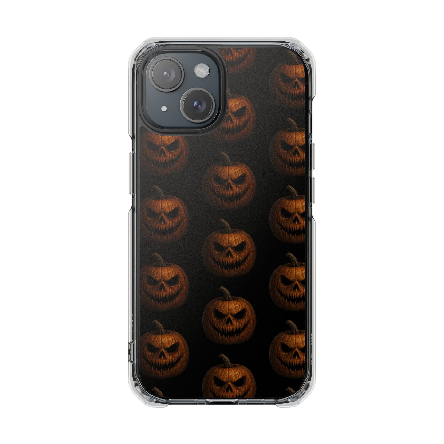Magnet Cover, Halloween Pumpkin Spooky Phone Case, Horror Jack-O-Lantern Black Case, Magnetic Clear Impact Cover, Scary Cellphone Slim