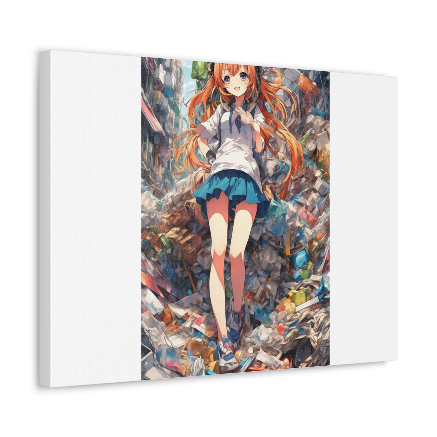 Recycling Rescue Anime Heroine Eco Street Art Canvas