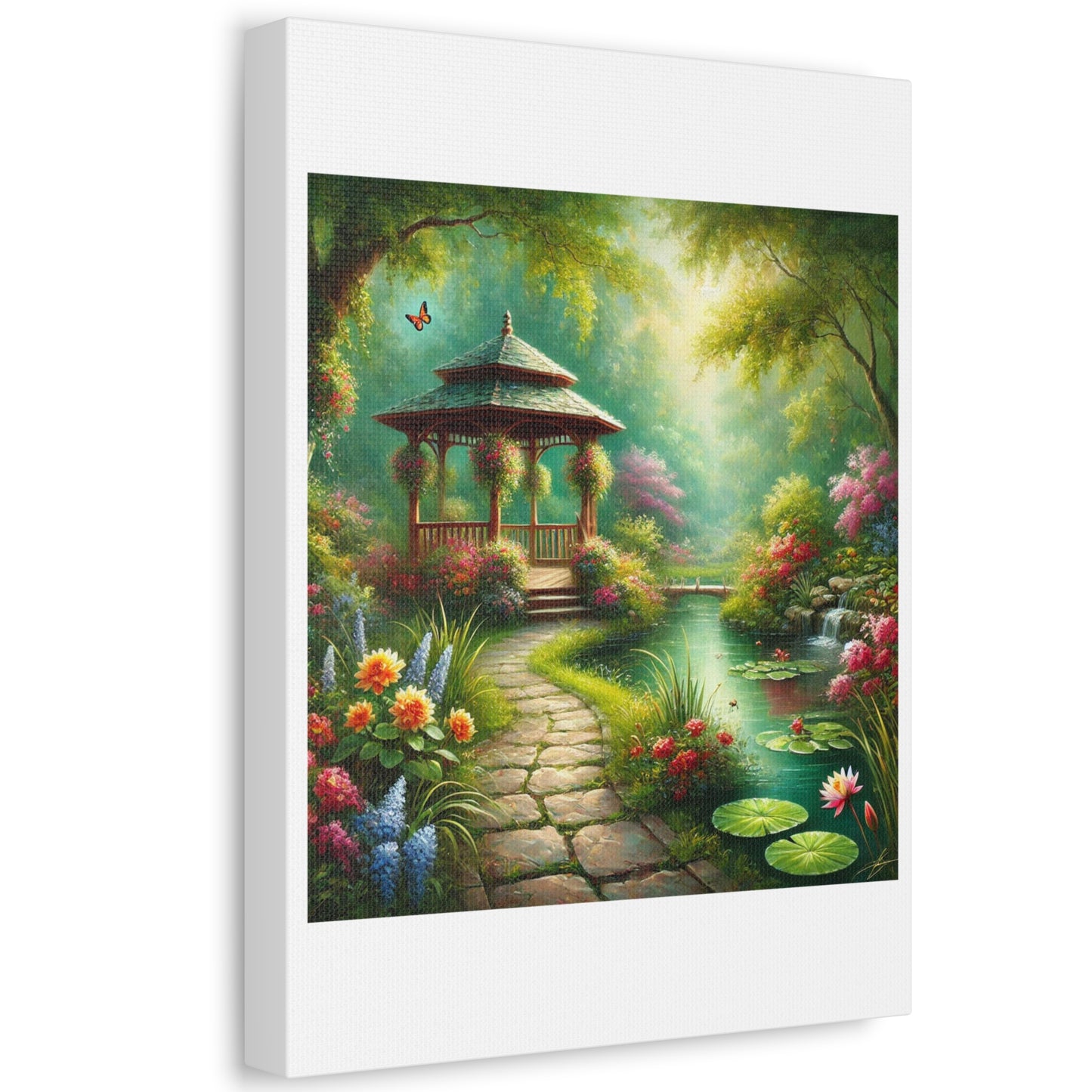 Spring Garden Gazebo Floral Landscape Canvas