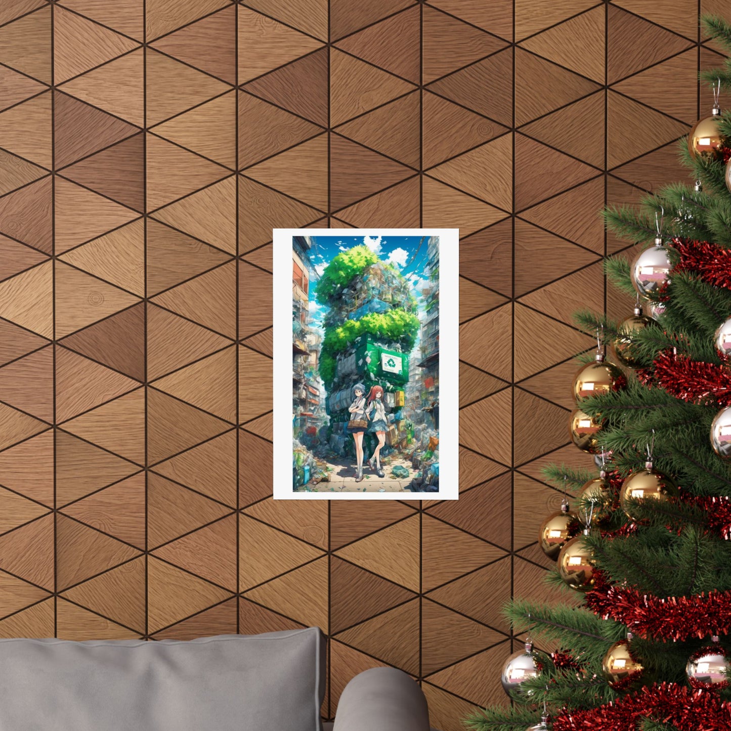 Urban Recycling Anime Friends Green City Wall Poster
