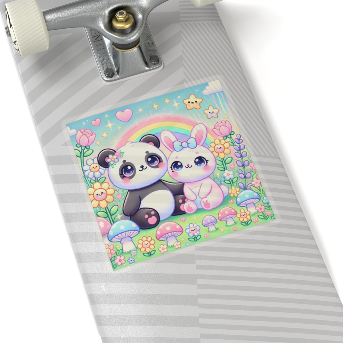 Pastel Panda and Bunny Rainbow Garden Sticker