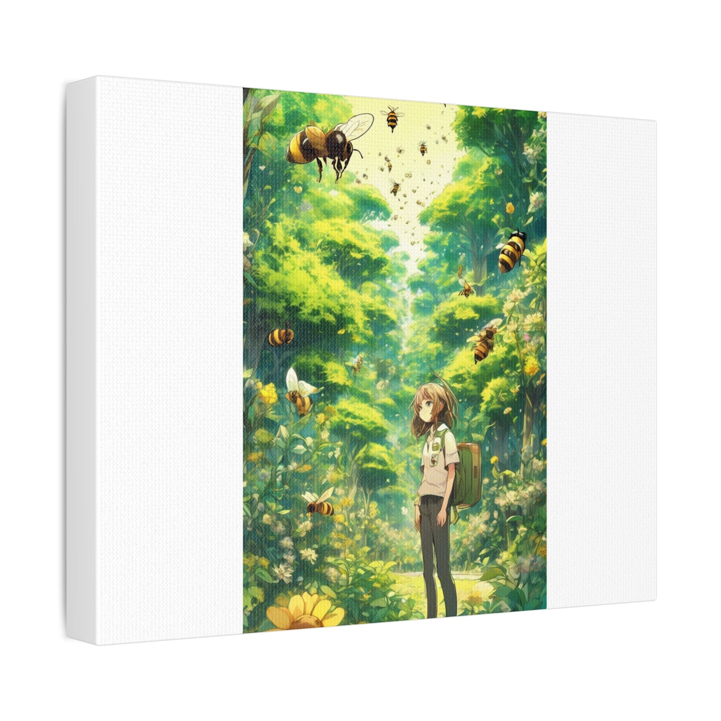 Bee Garden Explorer Anime Nature Art Canvas
