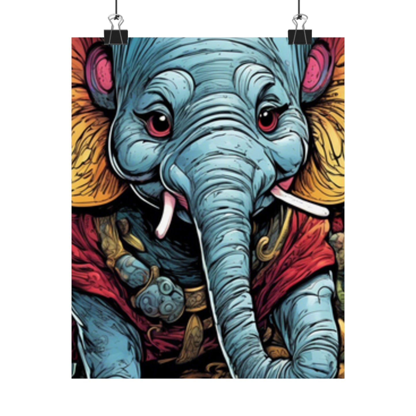 Colorful Elephant Garden Parade Wildlife Wall Art Poster