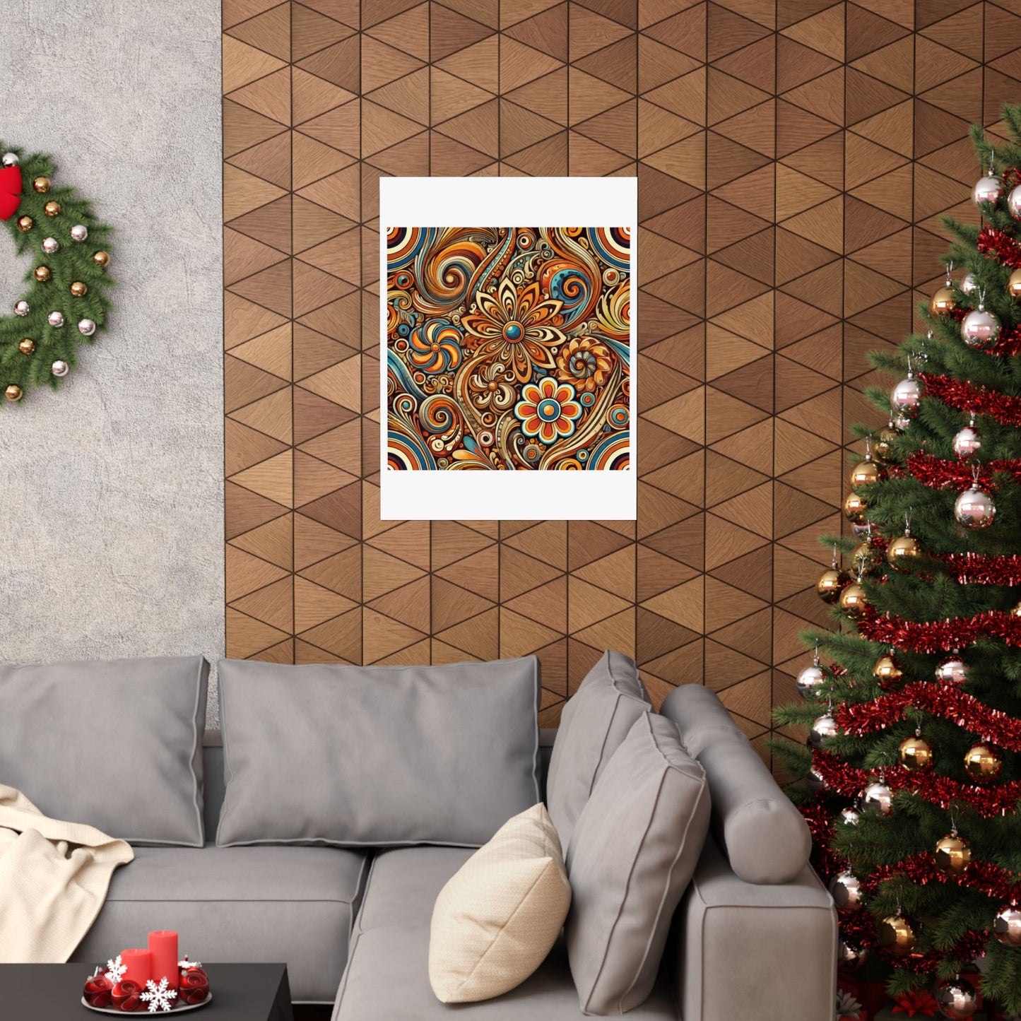 Ornate Abstract Floral Paisley Pattern Poster