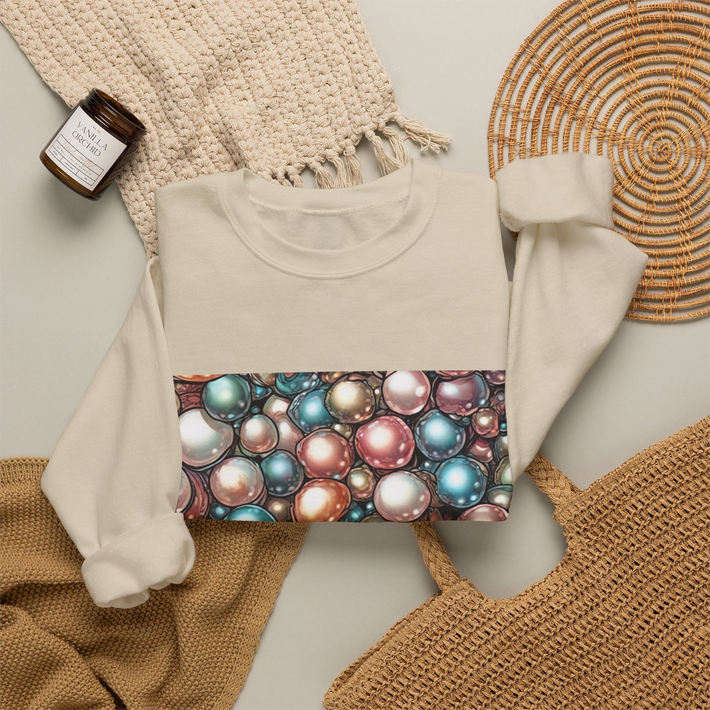 Rainbow Pearl Marble Abstract Gift Art Sweatshirt