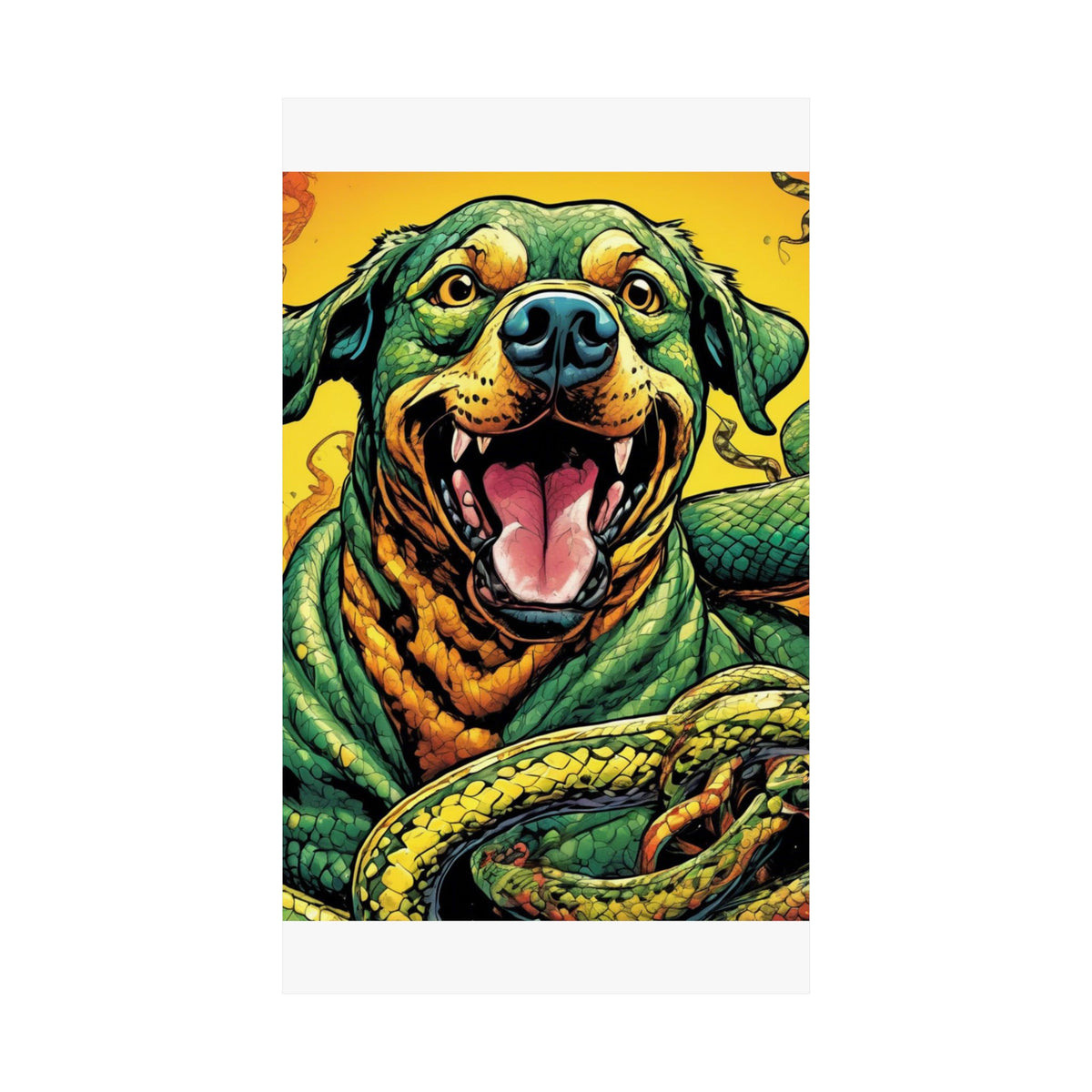 Surreal Serpent Hound Dark Fantasy Wall Art Poster