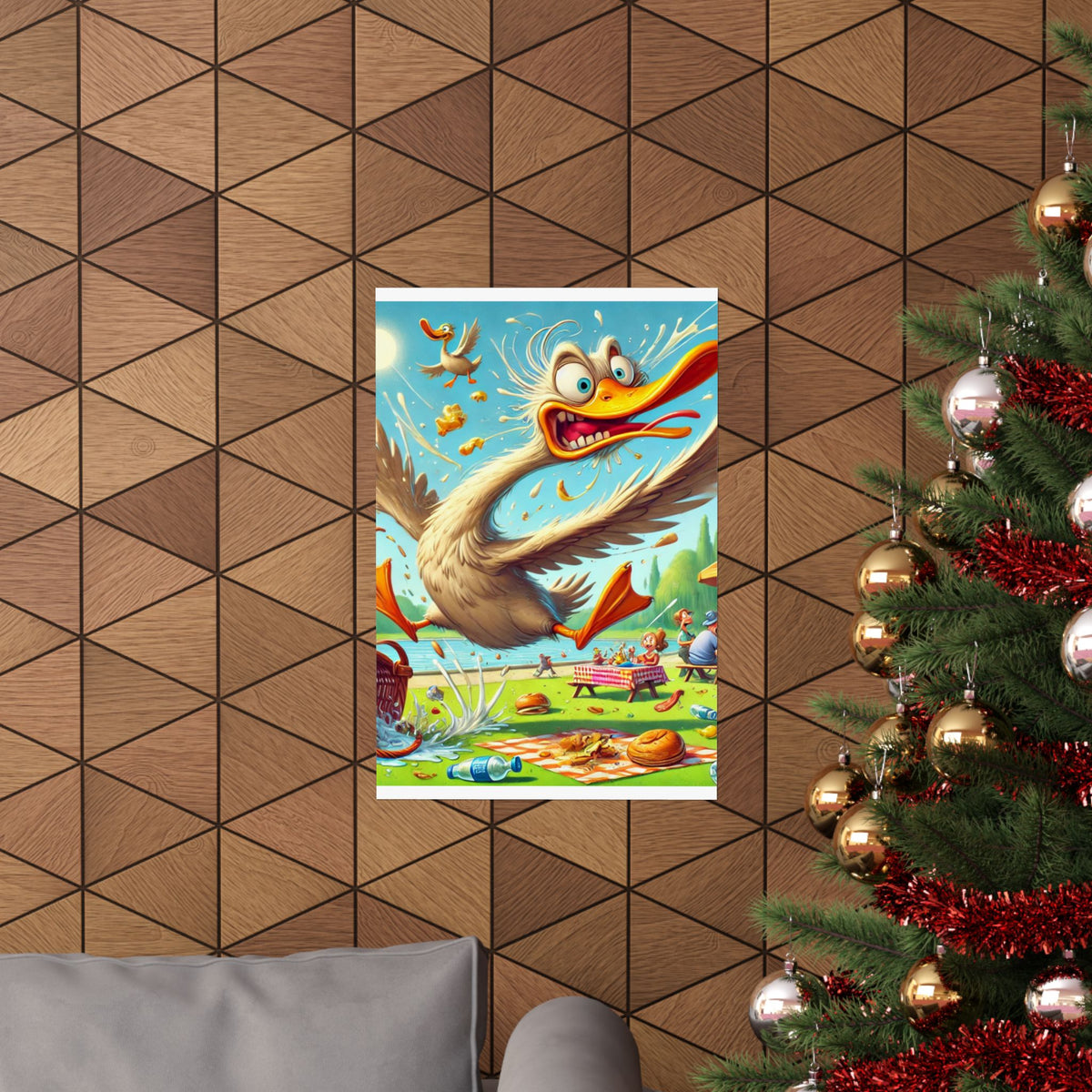 Chaotic Picnic Duck Funny Summer Wall Art Poster
