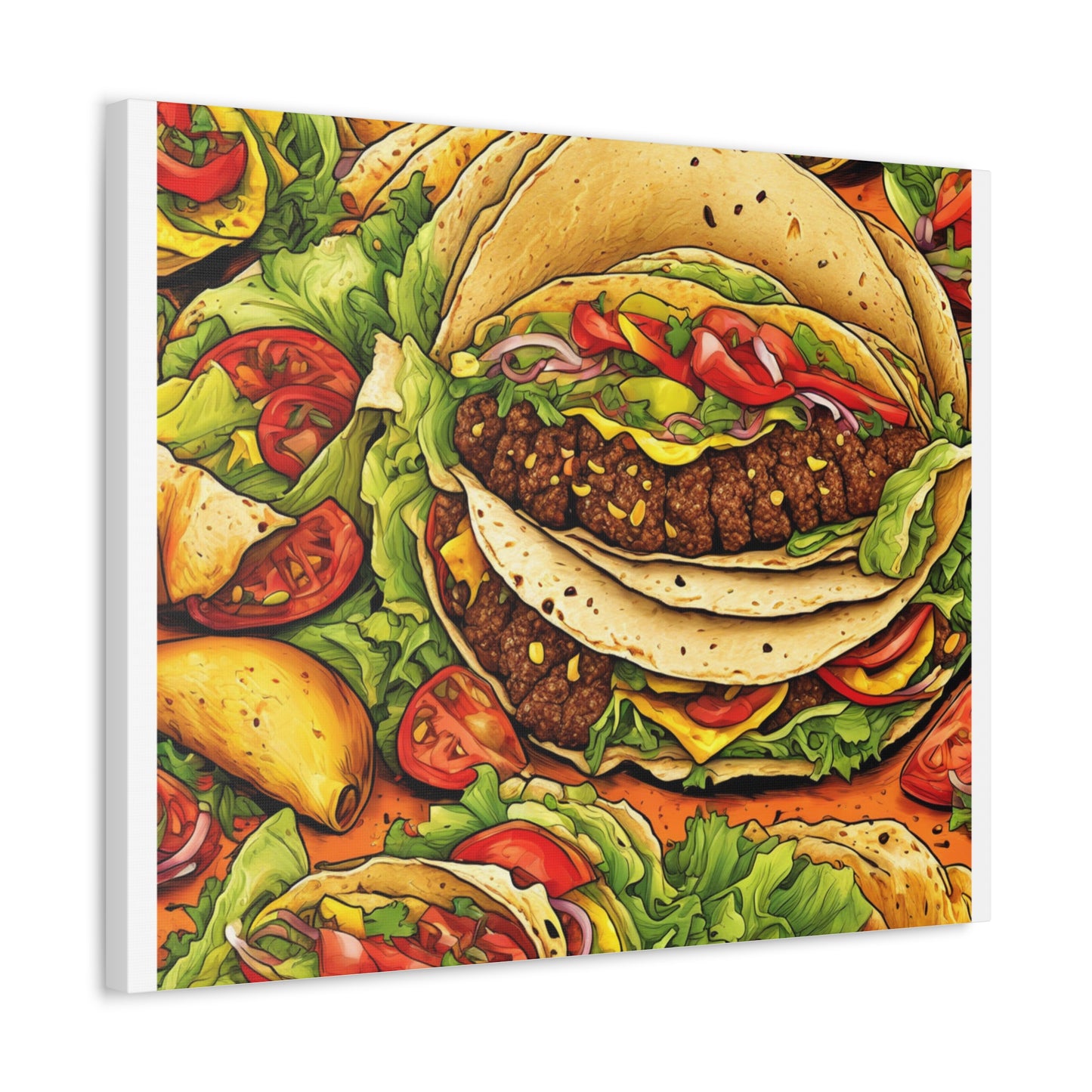 Stacked Taco Fiesta Foodie Gift Art Canvas