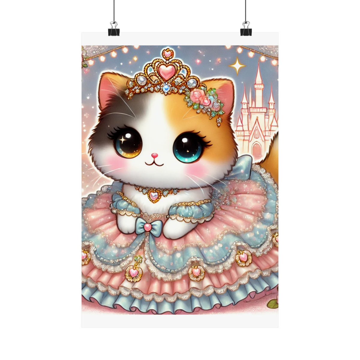 Pastel Princess Calico Cat Fantasy Wall Art Poster