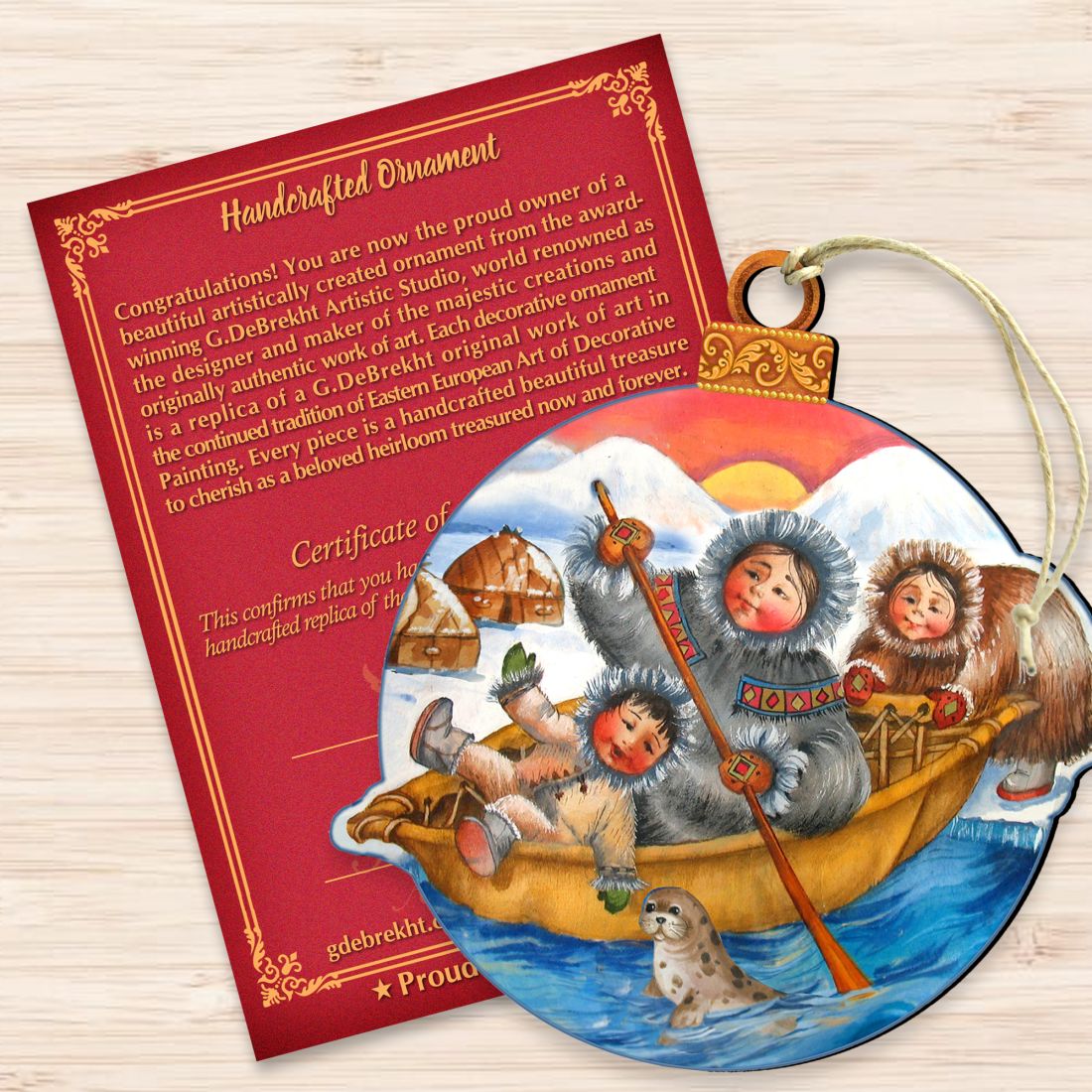 North Pole Santa Christmas Wooden Ornaments by G. DeBrekht - Christmas Santa Snowman Decor - 8117418