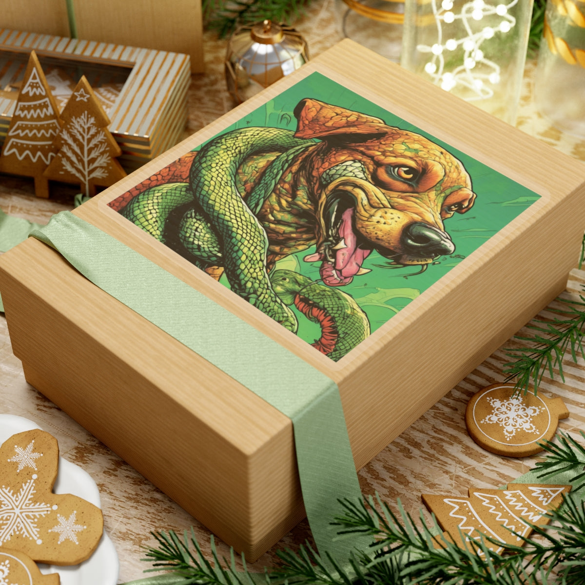 Serpent Guardian Dog Bold Fantasy Creature Sticker