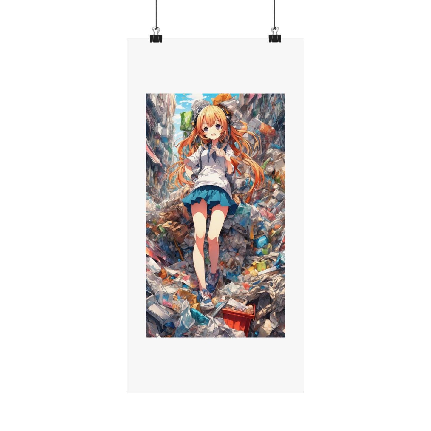Recycling Rescue Anime Heroine Eco Street Art Poster