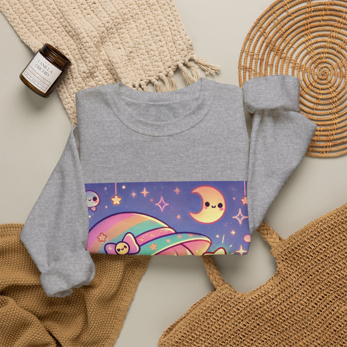 Kawaii Moon Wand Pastel Fantasy Art Sweatshirt