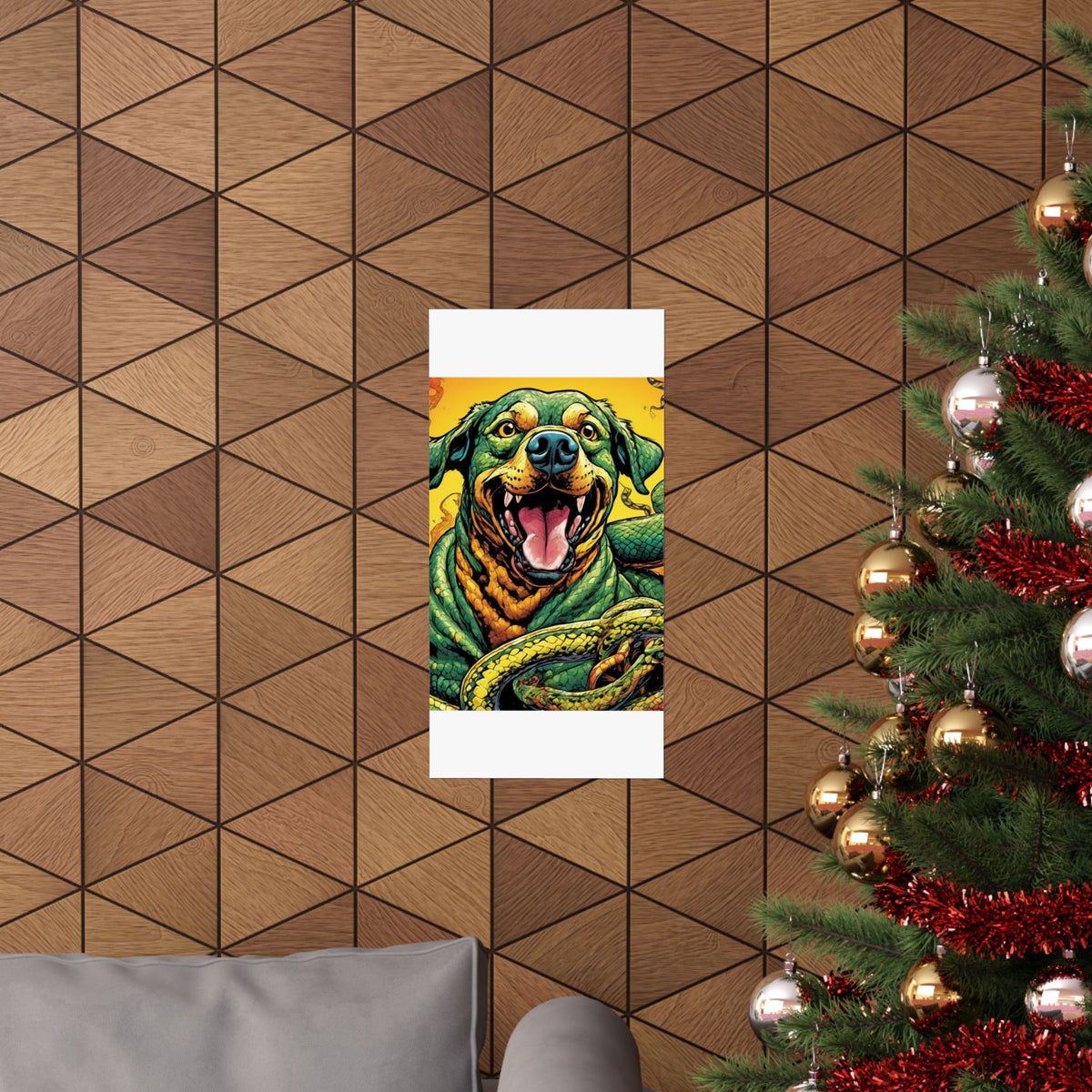 Surreal Serpent Hound Dark Fantasy Wall Art Poster
