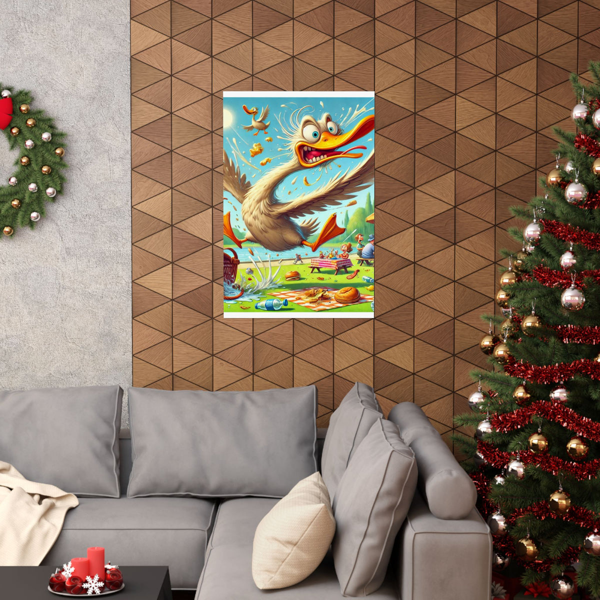 Chaotic Picnic Duck Funny Summer Wall Art Poster