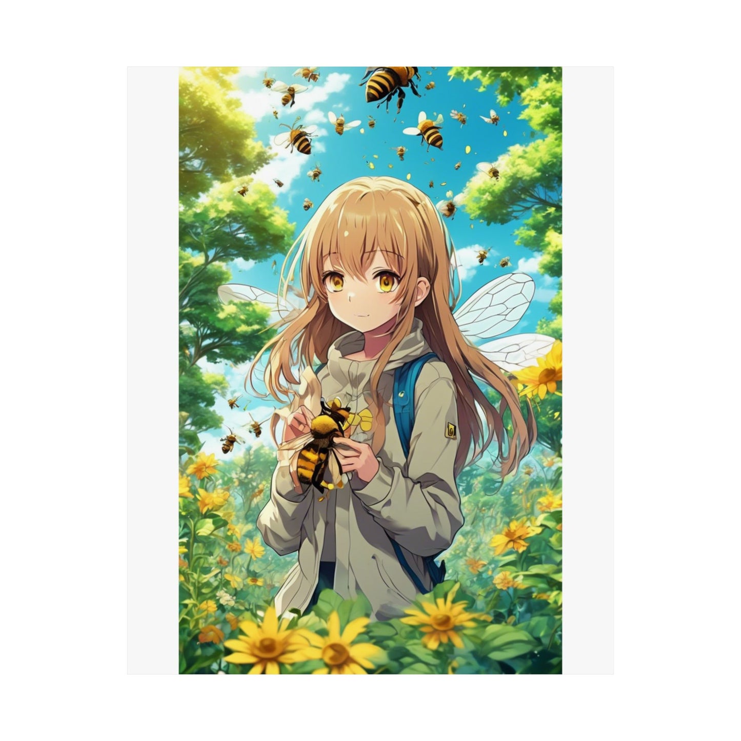 Bee Fairy Garden Anime Nature Art Poster